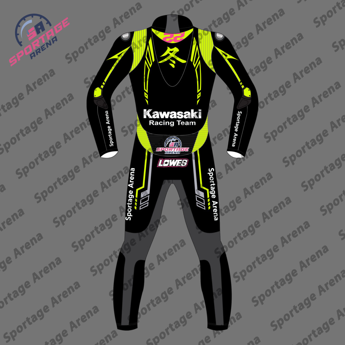 ALEX LOWES KAWASAKI WINTER TEST 2024 RACE LEATHER SUIT BACK