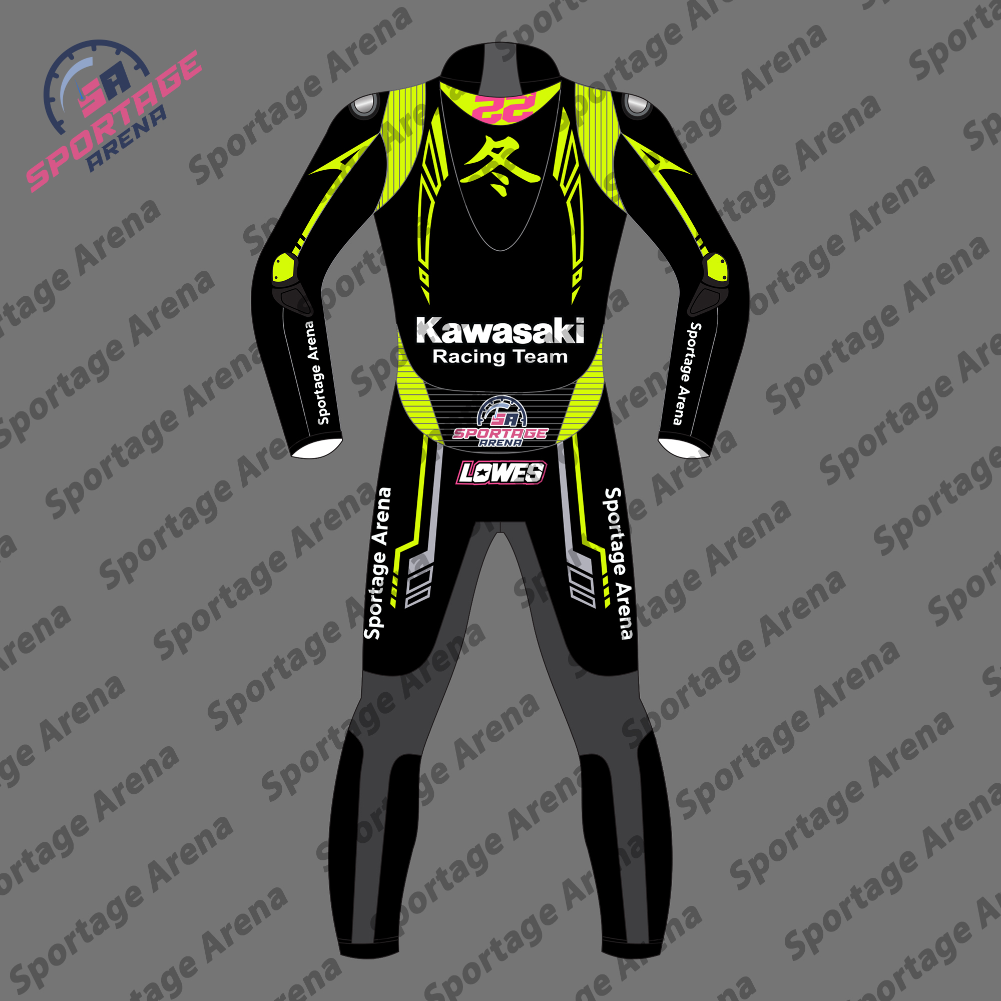 ALEX LOWES KAWASAKI WINTER TEST 2024 RACE LEATHER SUIT BACK ALEX LOWES KAWASAKI WINTER TEST 2024 RACE LEATHER SUIT BACK