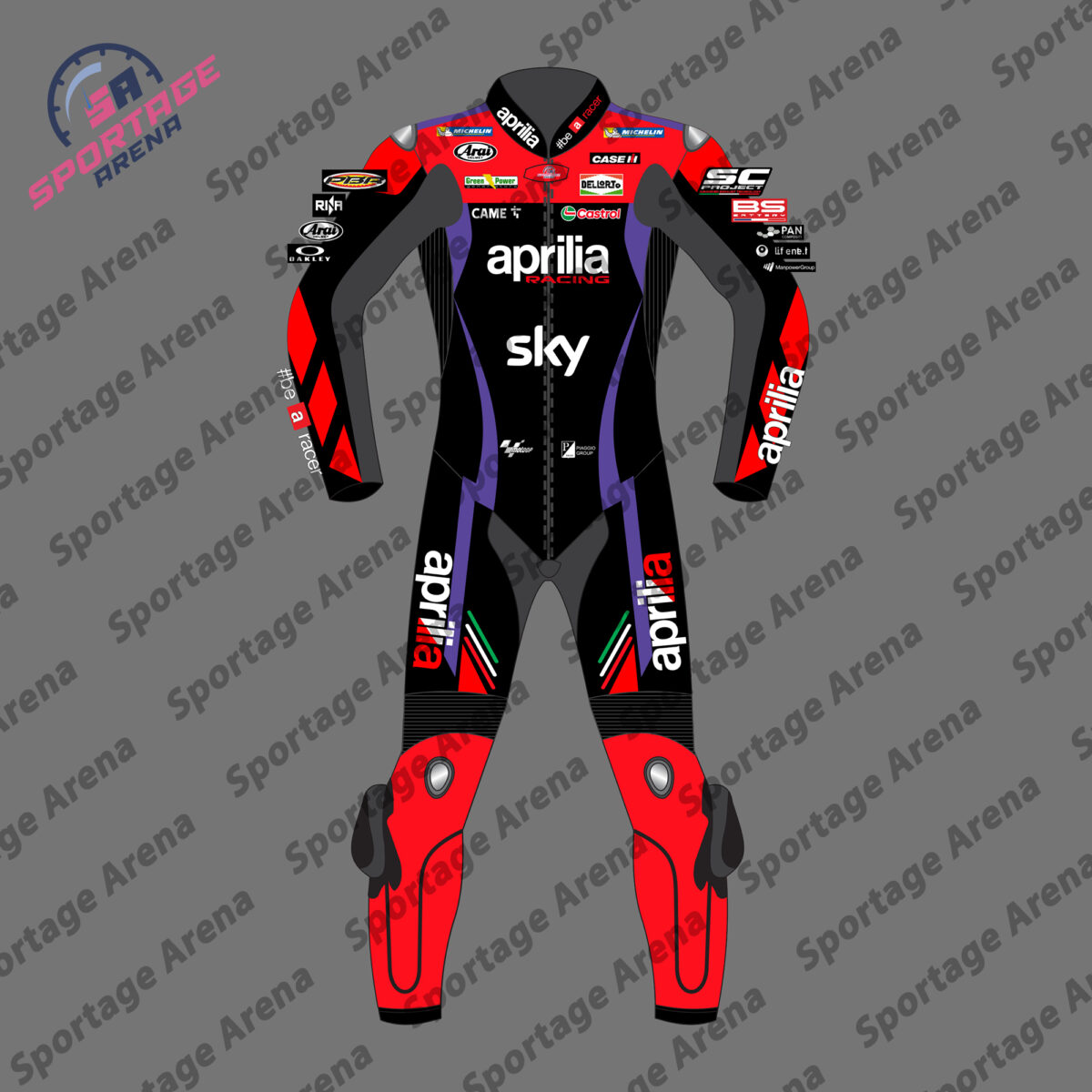 MAVERICK VINALES APRILIA MOTOGP 2024 MOTORBIKE LEATHER RACING SUIT FRONT