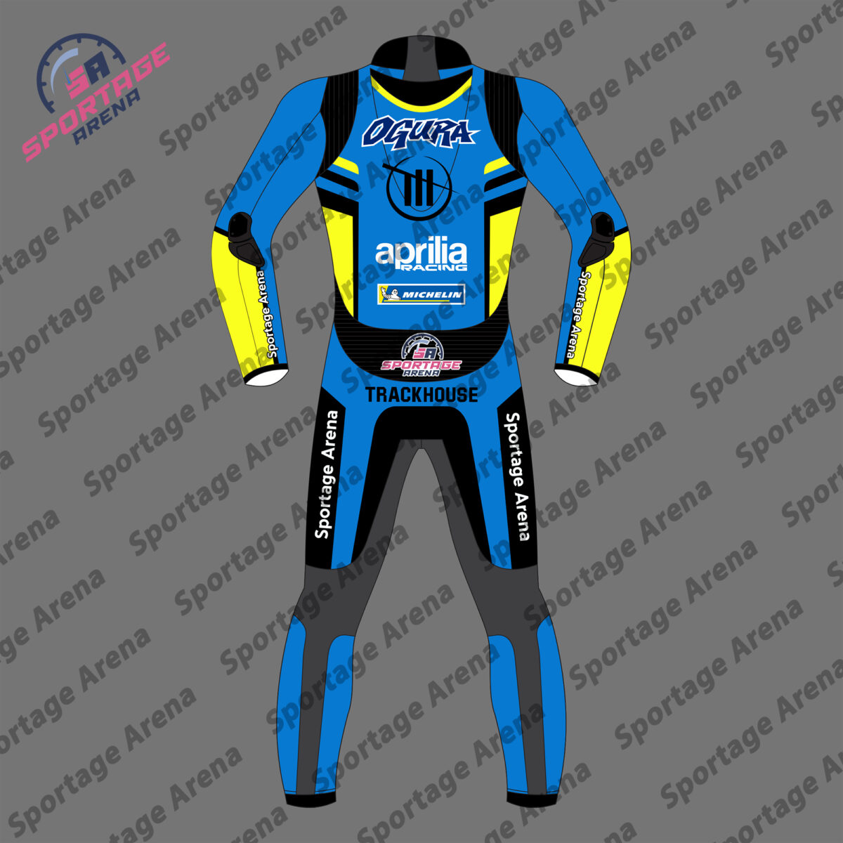 Ai Ogura Aprilia Trackhouse 2025 MotoGP Motorcycle Leather Race Suit Back