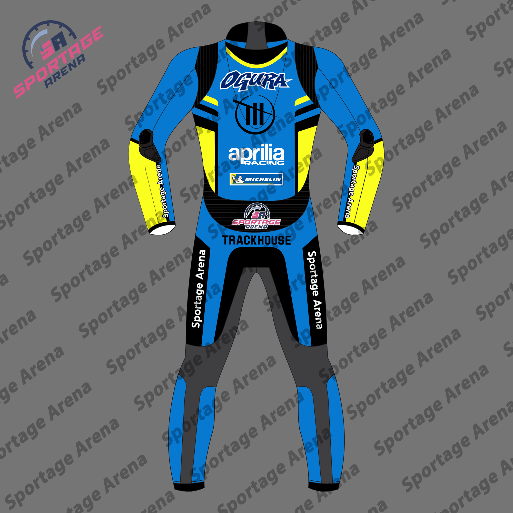 Ai Ogura Aprilia Trackhouse 2025 MotoGP Motorcycle Leather Race Suit Back Ai Ogura Aprilia Trackhouse 2025 MotoGP Motorcycle Leather Race Suit Back