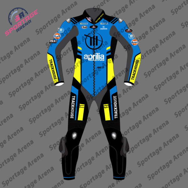 Ai Ogura Aprilia Trackhouse 2025 MotoGP Motorcycle Leather Race Suit Front
