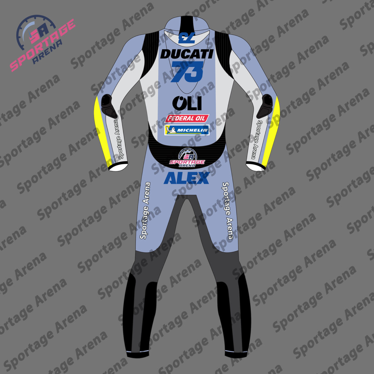 Alex Marquez MotoGP Team Gresini 2025 Motorcycle Leather Racing Suit Back