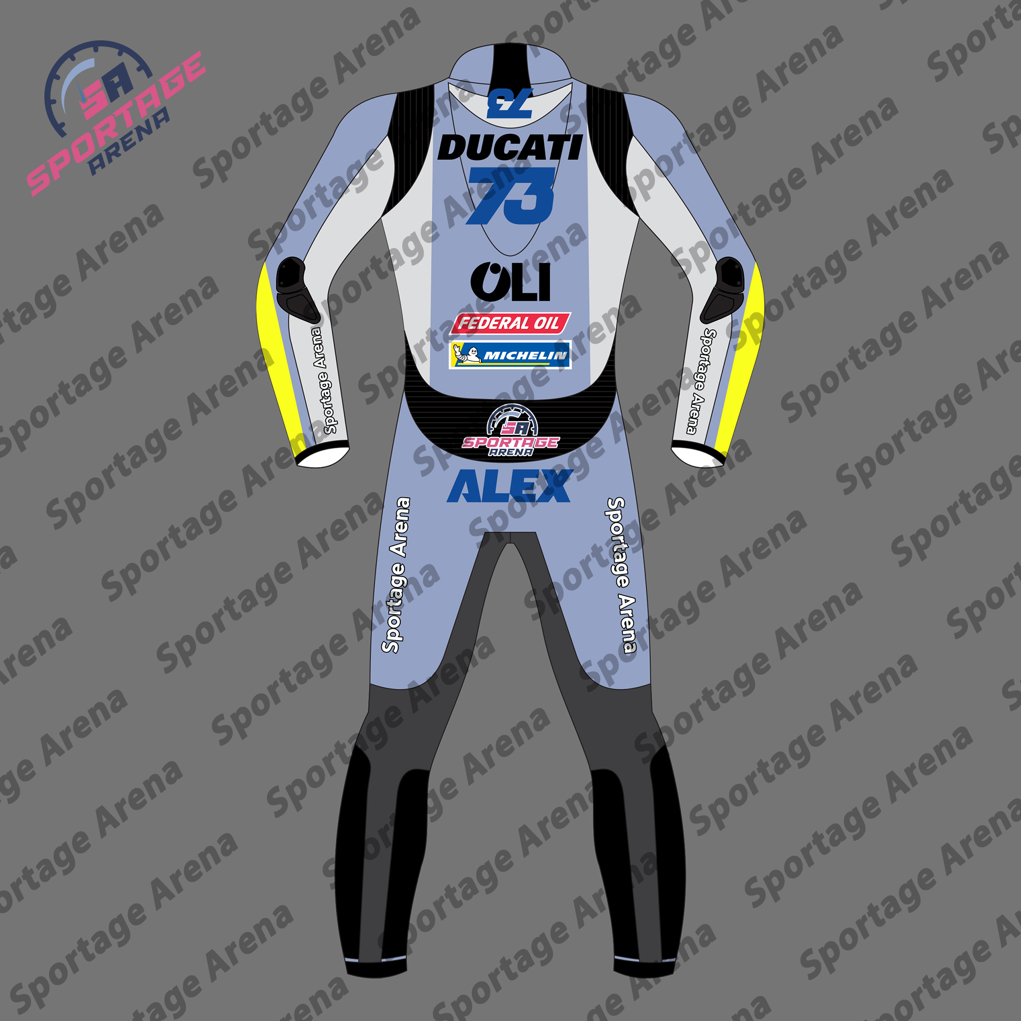 Alex Marquez MotoGP Team Gresini 2025 Motorcycle Leather Racing Suit Back Alex Marquez MotoGP Team Gresini 2025 Motorcycle Leather Racing Suit Back