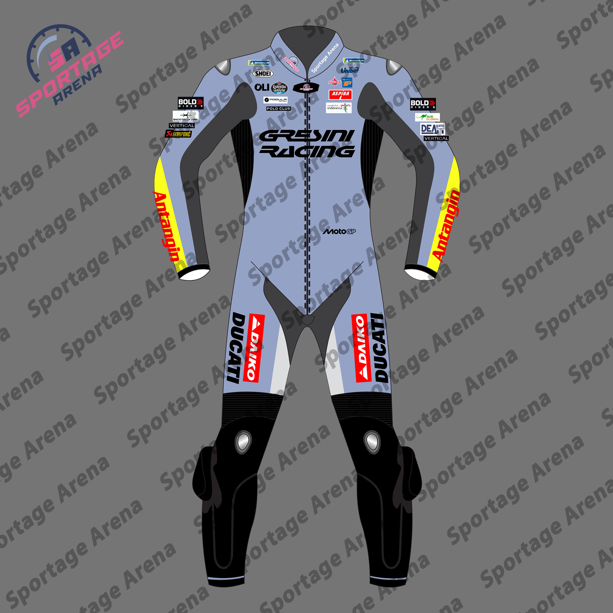 Alex Marquez MotoGP Team Gresini 2025 Motorcycle Leather Racing Suit Front Alex Marquez MotoGP Team Gresini 2025 Motorcycle Leather Racing Suit Front