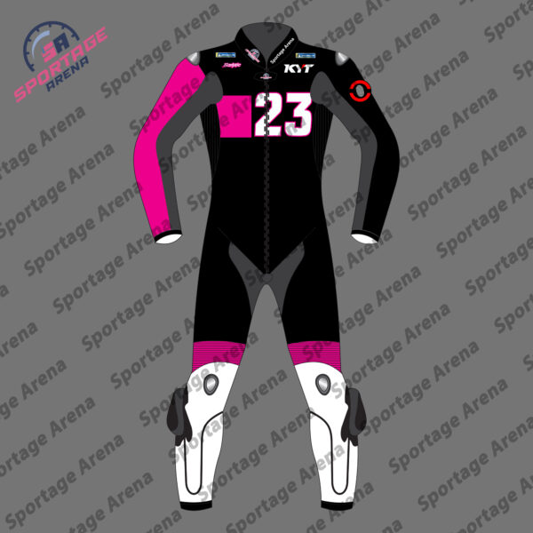 Black Enea Bastianini Winter Test 2025 Motorbike Leather Race Suit Front