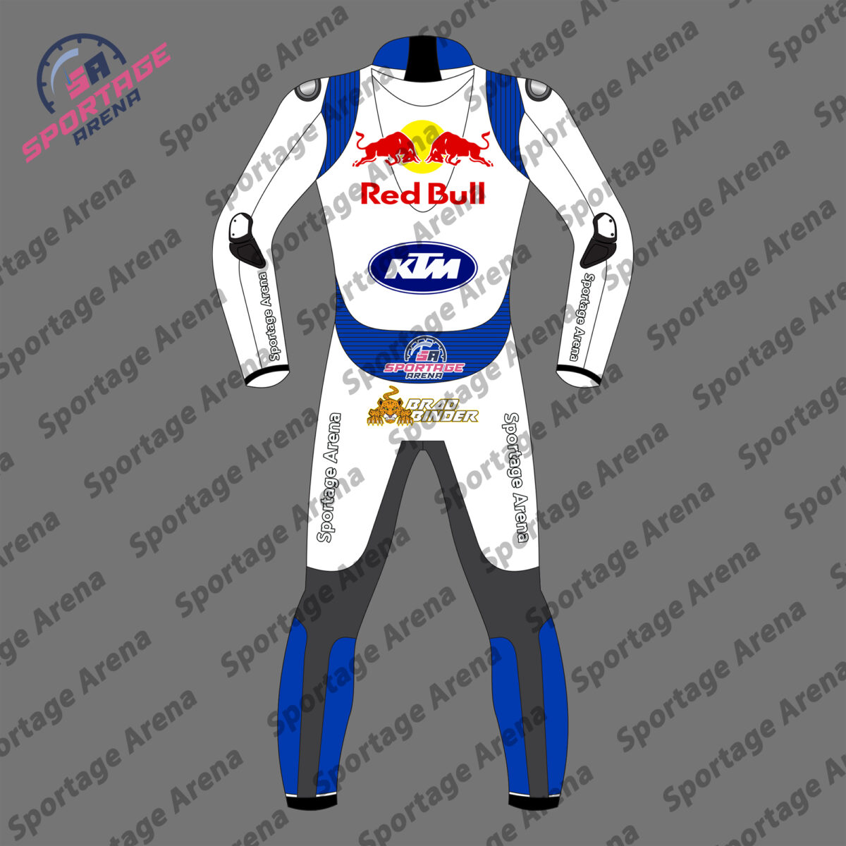 Brad Binder Red Bull White British GP 2024 Leather Race Suit Back