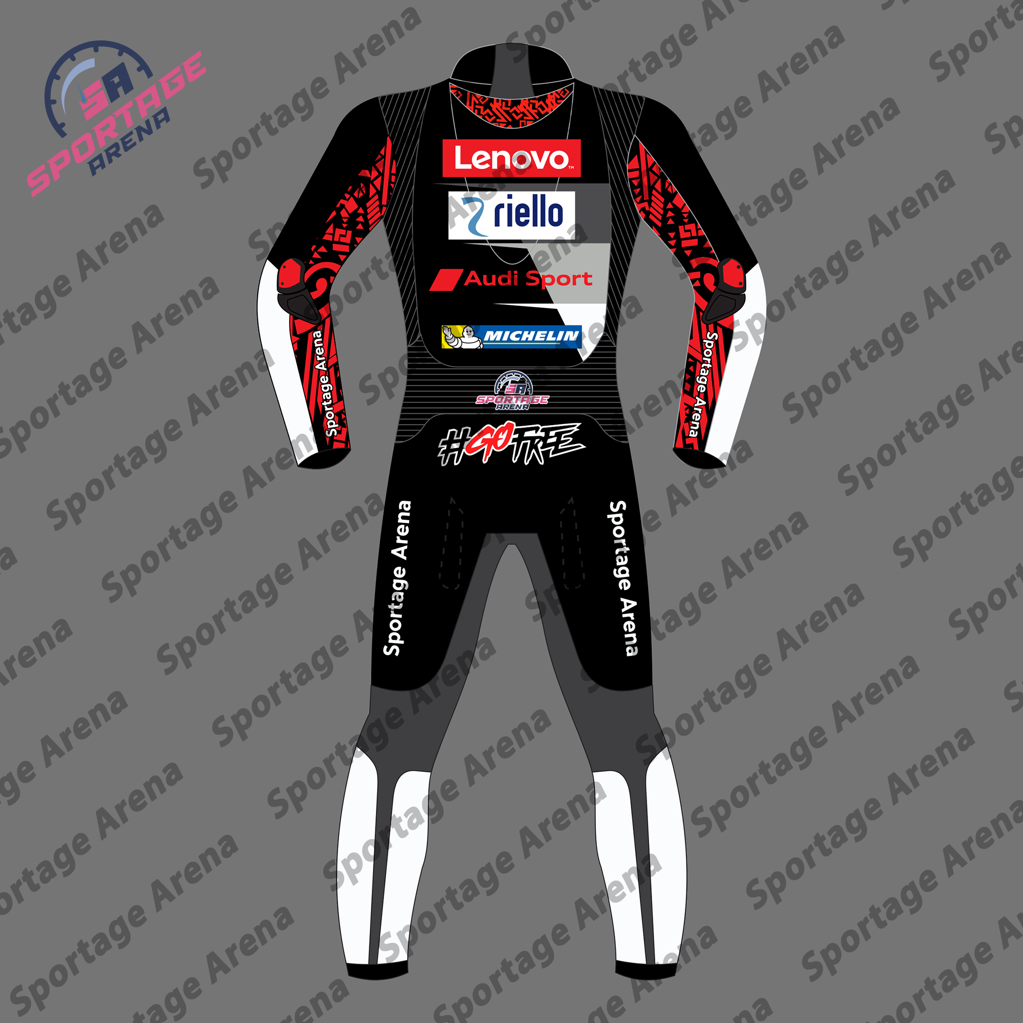 FRANCESCO BAGNIA DUCATI WINTER TEST 2024 RACE LEATHER SUIT BACK FRANCESCO BAGNIA DUCATI WINTER TEST 2024 RACE LEATHER SUIT BACK