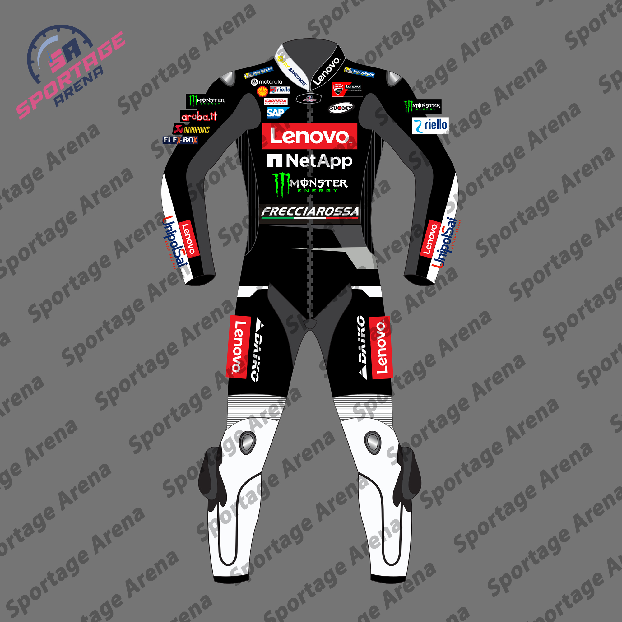 FRANCESCO BAGNIA DUCATI WINTER TEST 2024 RACE LEATHER SUIT FRONT FRANCESCO BAGNIA DUCATI WINTER TEST 2024 RACE LEATHER SUIT FRONT