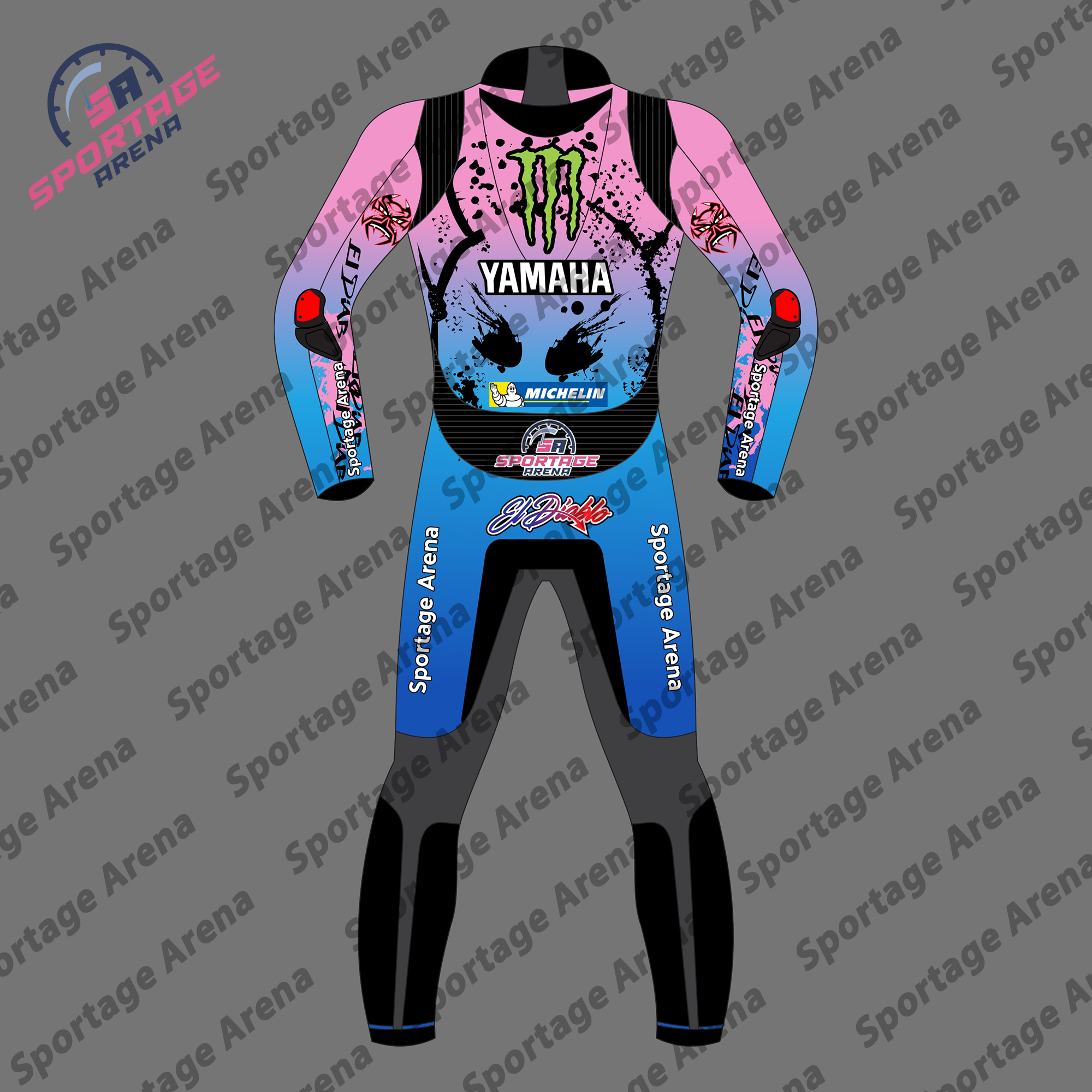 Fabio Quartararo Yamaha French GP 2024 Motorcycle Leather Race Suit Back Fabio Quartararo Yamaha French GP 2024 Motorcycle Leather Race Suit Back