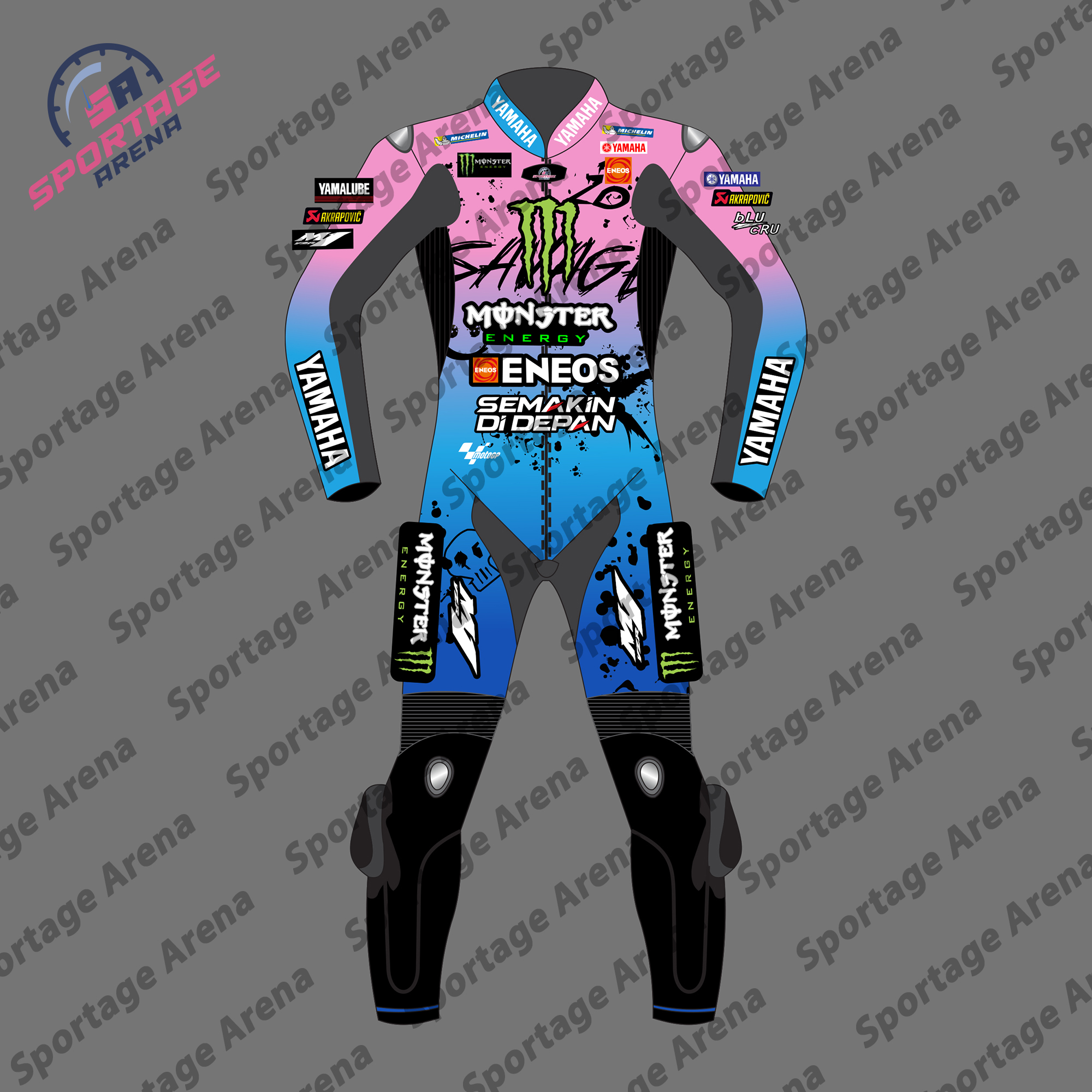 Fabio Quartararo Yamaha French GP 2024 Motorcycle Leather Race Suit Front Fabio Quartararo Yamaha French GP 2024 Motorcycle Leather Race Suit Front