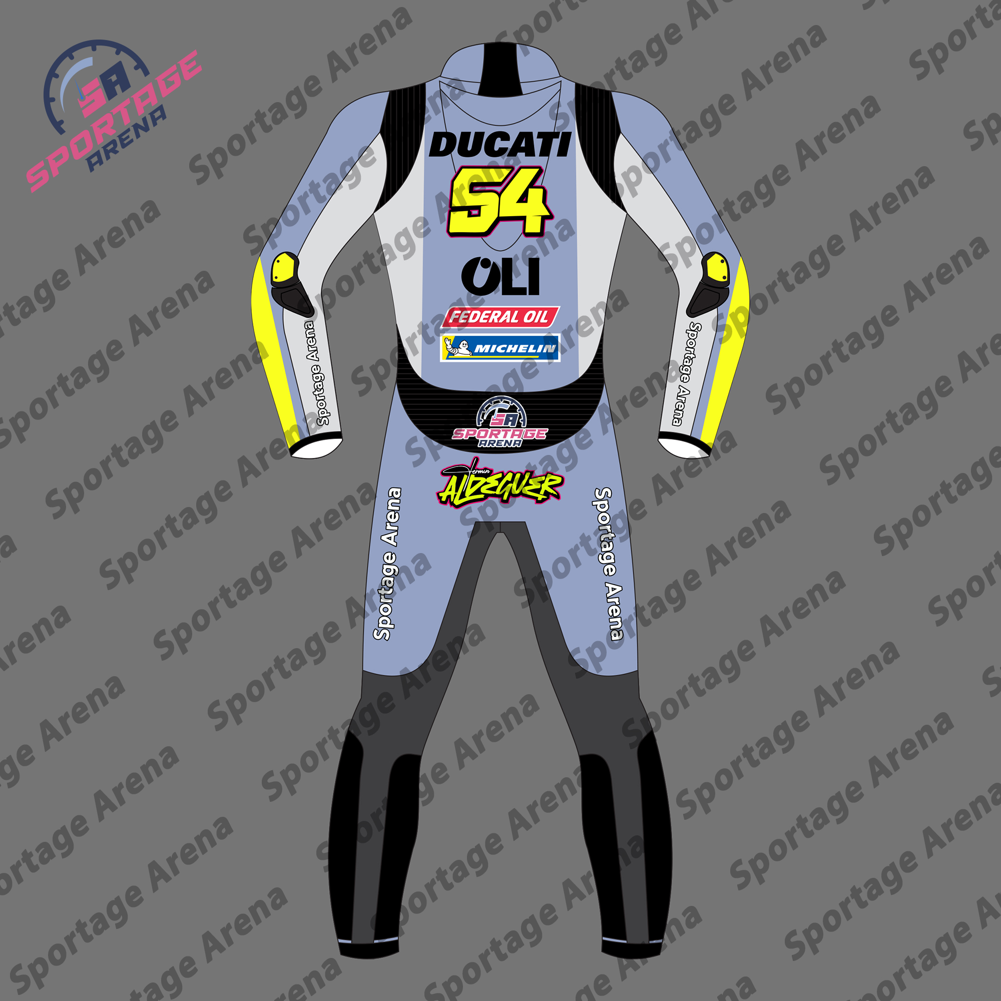 Fermin Aldeguer Ducati MotoGP 2025 Team Gresini Racing Suit Back Fermin Aldeguer Ducati MotoGP 2025 Team Gresini Racing Suit Back