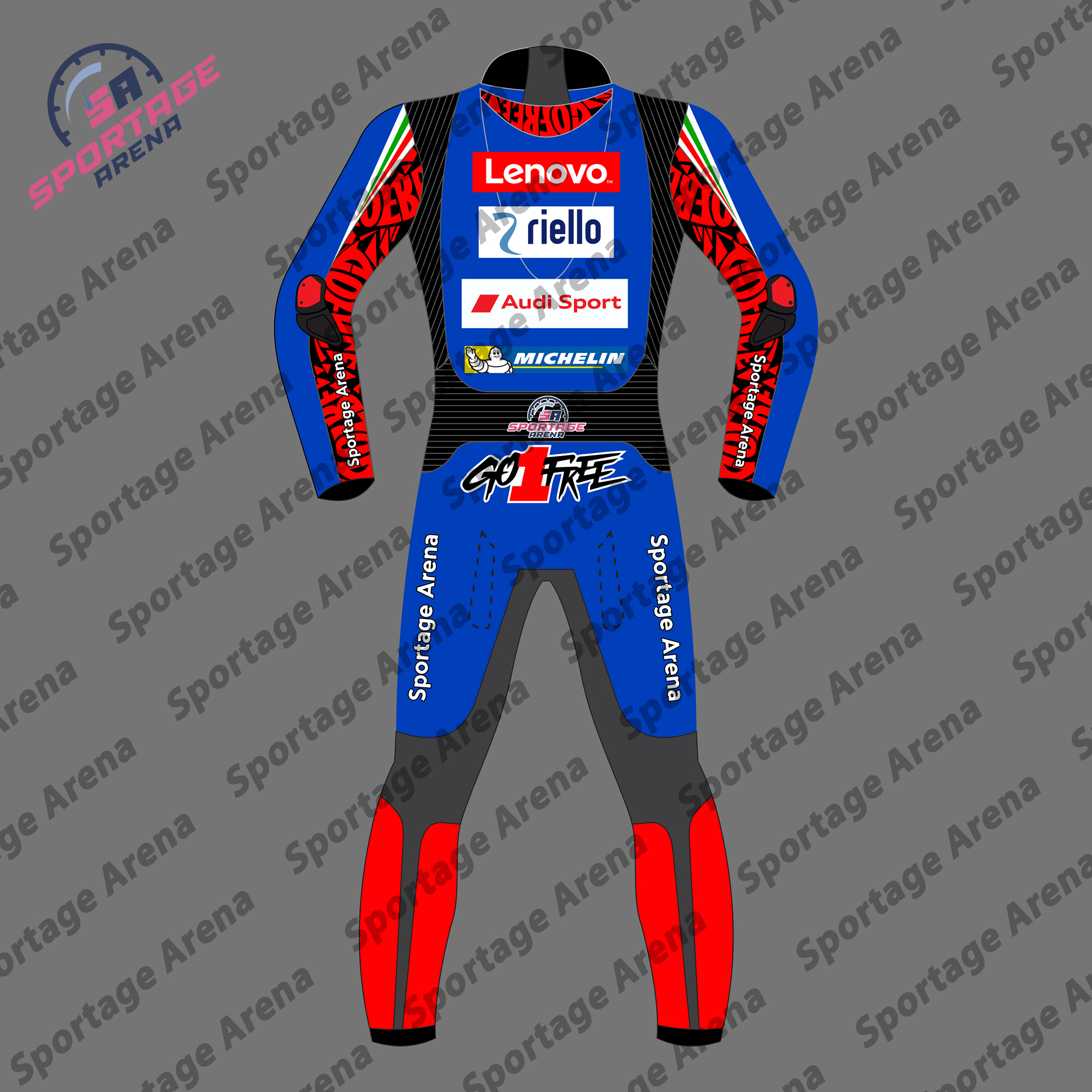 Francesco Bagnaia Blue Ducati MotoGP 2024 Motorcycle Leather Suit Back Francesco Bagnaia Blue Ducati MotoGP 2024 Motorcycle Leather Suit Back
