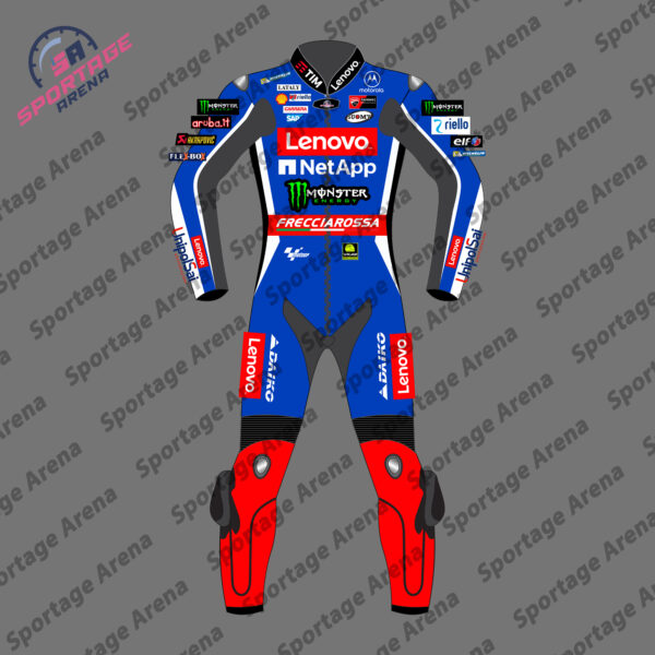 Francesco Bagnaia Blue Ducati MotoGP 2024 Motorcycle Leather Suit Front
