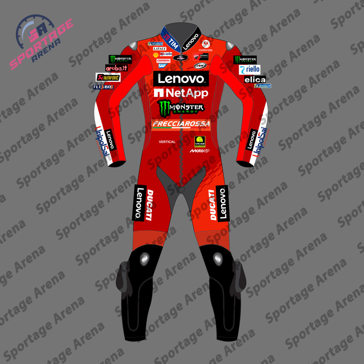 Francesco Bagnaia MotoGP Ducati Motorcycle Leather Race Suit 2025 Front