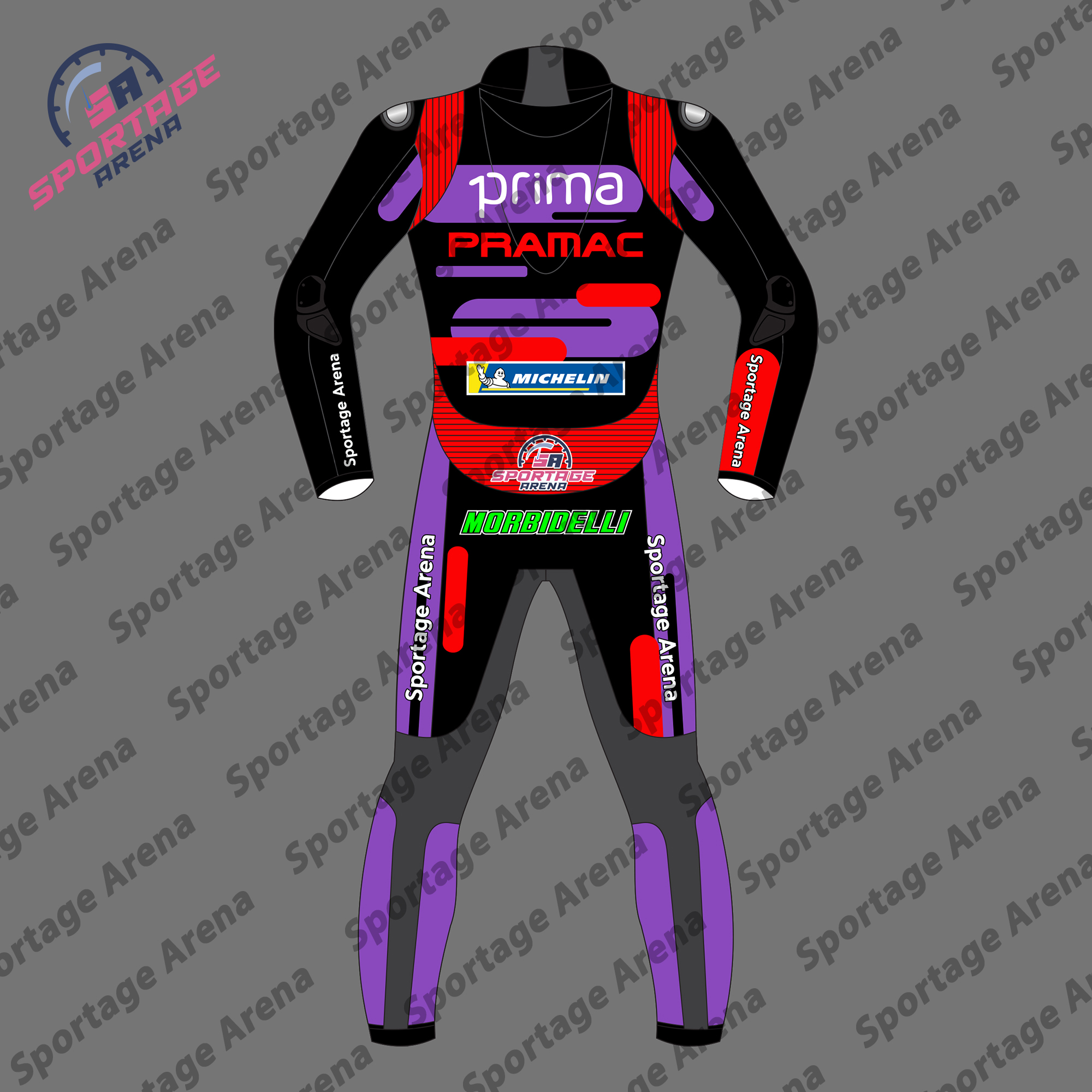 Franco Morbidelli Ducati Pramac 2024 Motorbike Race Suit Back Franco Morbidelli Ducati Pramac 2024 Motorbike Race Suit Back
