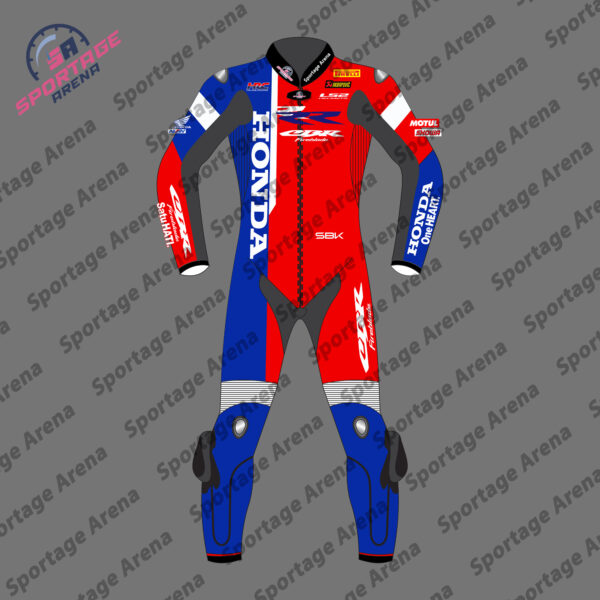 Iker Lecuona Honda SBK Supermoto 2024 Motorcycle Racing Leather Suit Front