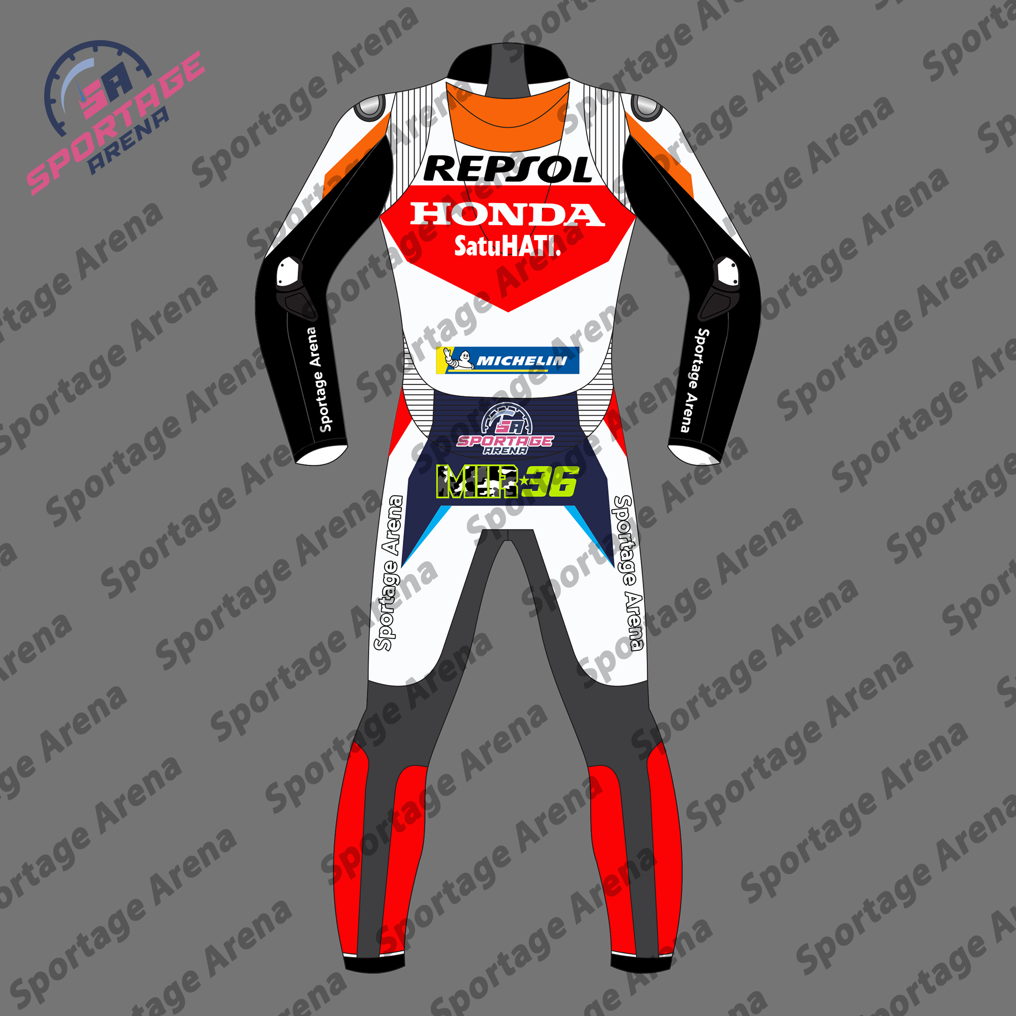Joan Mir Honda Repsol MotoGP 2024 Motorcycle Race Leather Suit Back Joan Mir Honda Repsol MotoGP 2024 Motorcycle Race Leather Suit Back