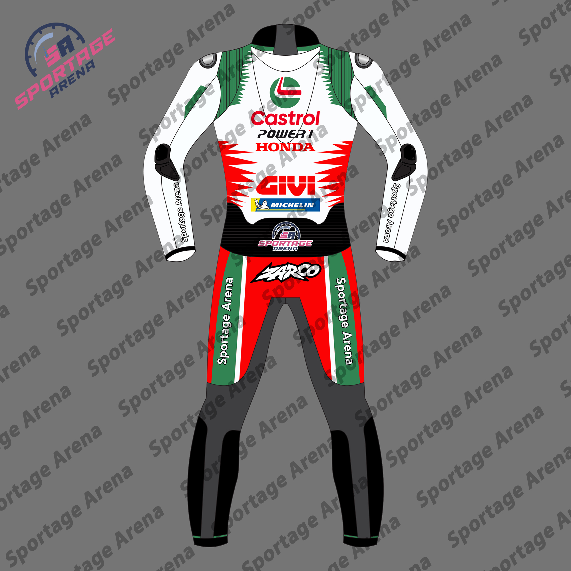 Johann Zarco Honda Castrol MotoGP 2024 Race Suit Back Johann Zarco Honda Castrol MotoGP 2024 Race Suit Back