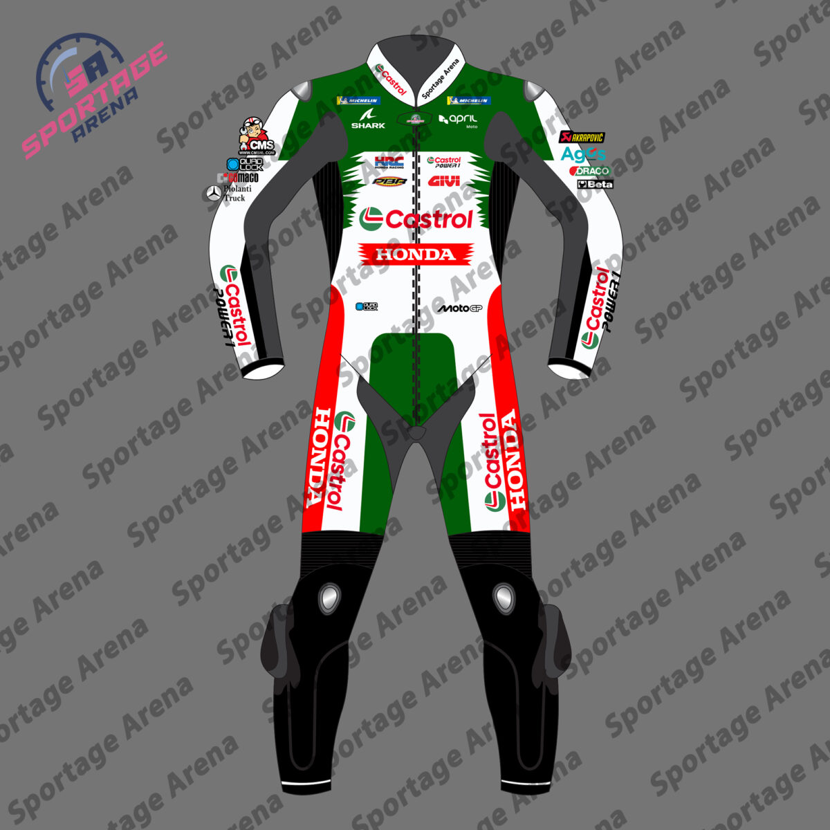Johann Zarco Honda Castrol 2025 Leather Racing Suit Front