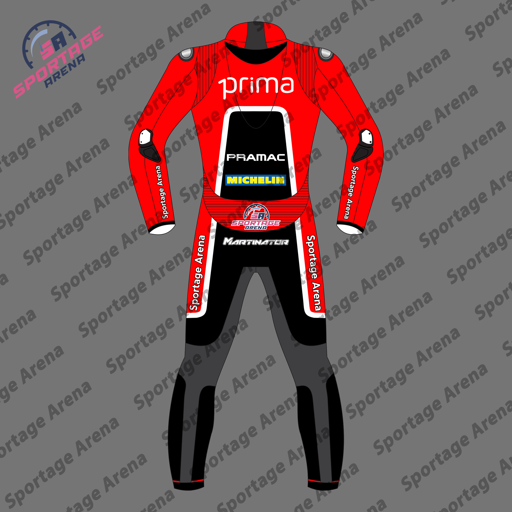 Jorge Martin Ducati British GP 2024 Motorbike Race Suit Back Jorge Martin Ducati British GP 2024 Motorbike Race Suit Back