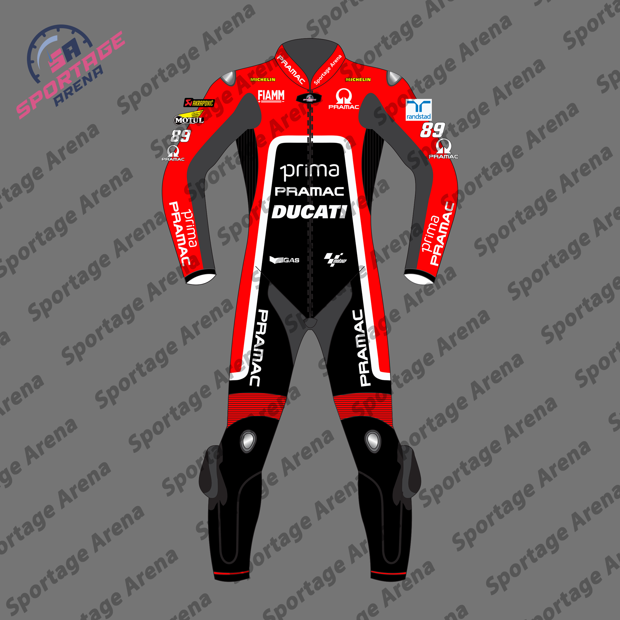Jorge Martin Ducati British GP 2024 Motorbike Race Suit Front Jorge Martin Ducati British GP 2024 Motorbike Race Suit Front