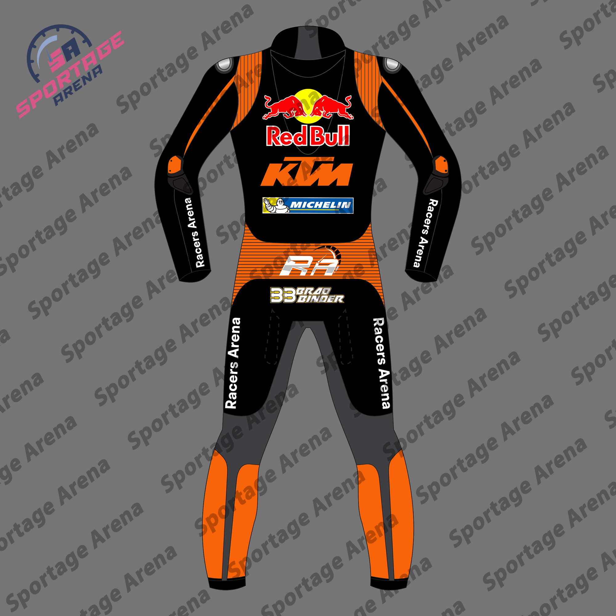 KTM BRAD BINDER MOTOGP 2024 MOTORCYCLE RACE LEATHER SUIT BACK KTM BRAD BINDER MOTOGP 2024 MOTORCYCLE RACE LEATHER SUIT BACK