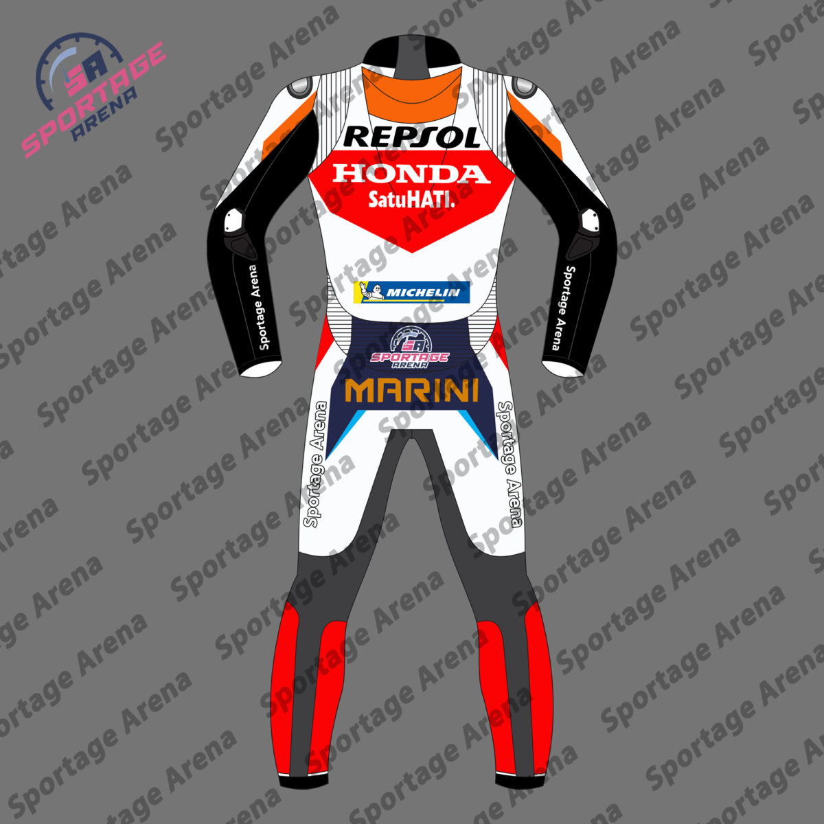 Luca Marini Honda Repsol MotoGP 2024 Motorcycle Leather Suit Back