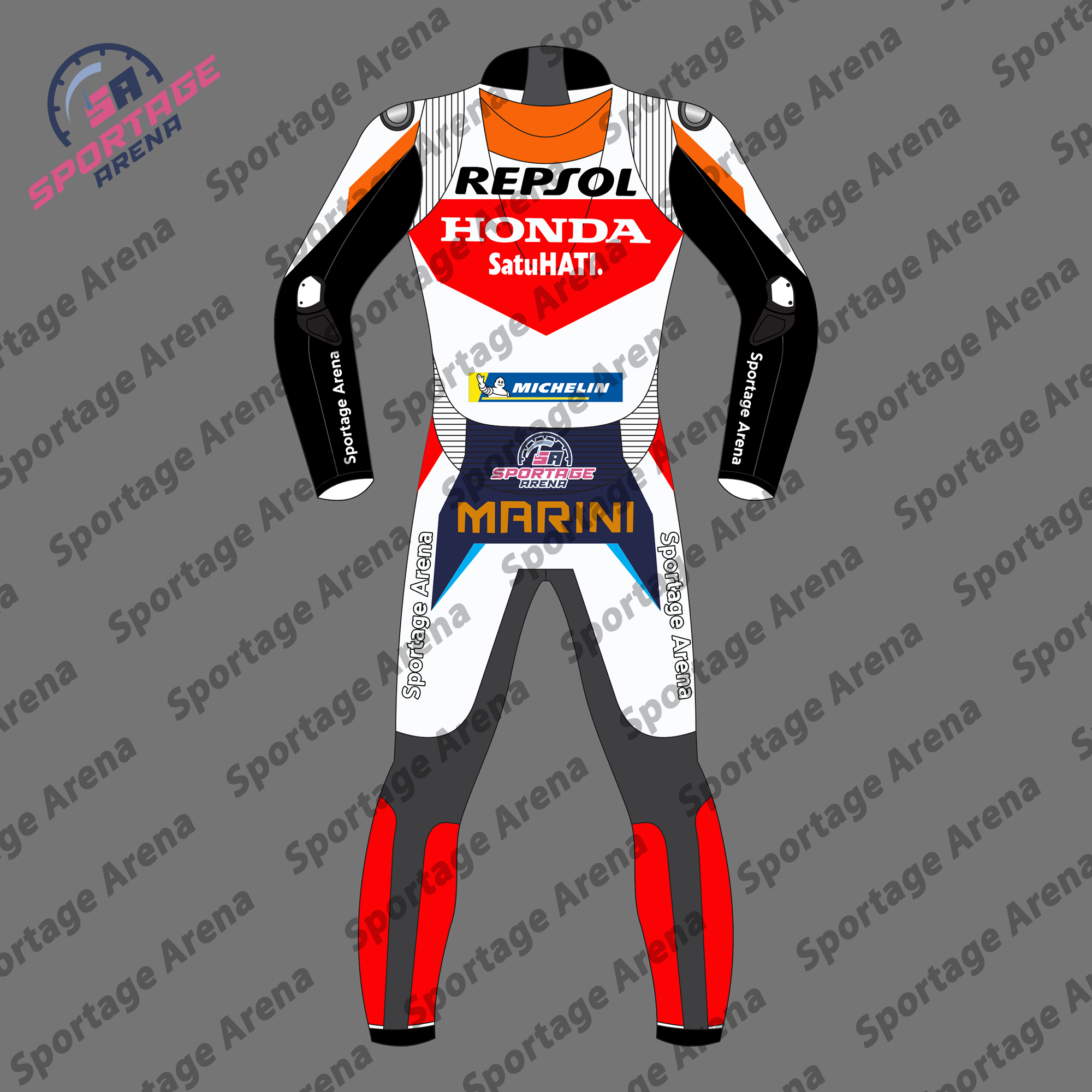 Luca Marini Honda Repsol MotoGP 2024 Motorcycle Leather Suit Back Luca Marini Honda Repsol MotoGP 2024 Motorcycle Leather Suit Back