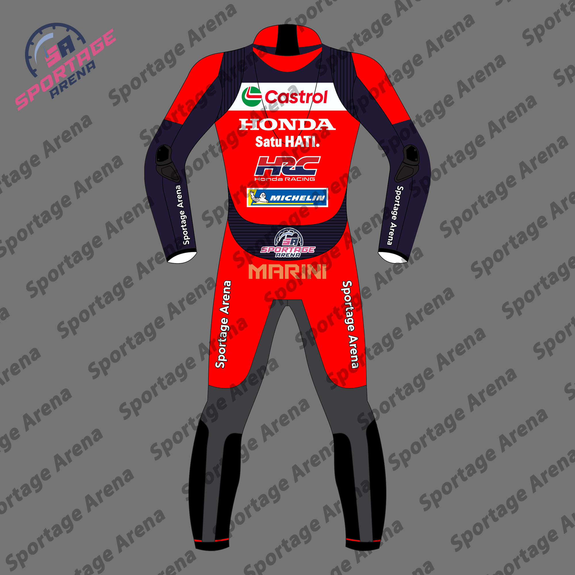 Luca Marini Honda MotoGP 2025 Motorbike Leather Race Suit Back Luca Marini Honda MotoGP 2025 Motorbike Leather Race Suit Back