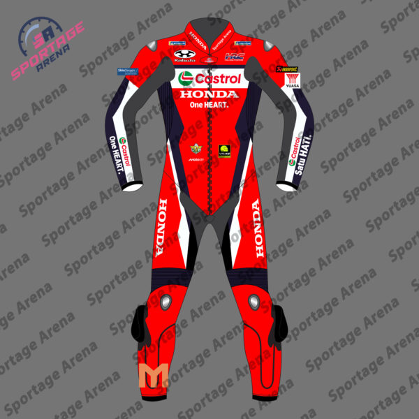 Luca Marini Honda MotoGP 2025 Motorbike Leather Race Suit Front