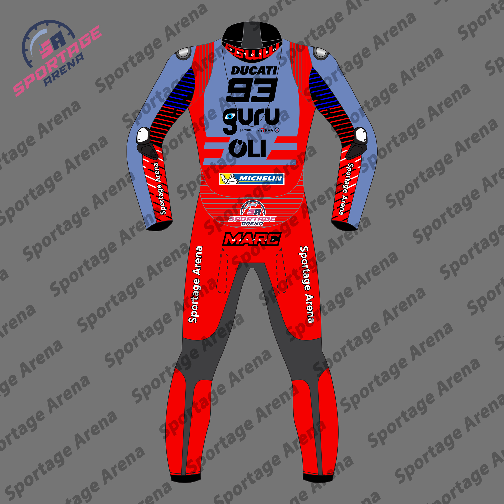 MARC MARQUEZ DUCATI MOTOGP 2024 MOTORCYCLE RACE SUIT BACK MARC MARQUEZ DUCATI MOTOGP 2024 MOTORCYCLE RACE SUIT BACK