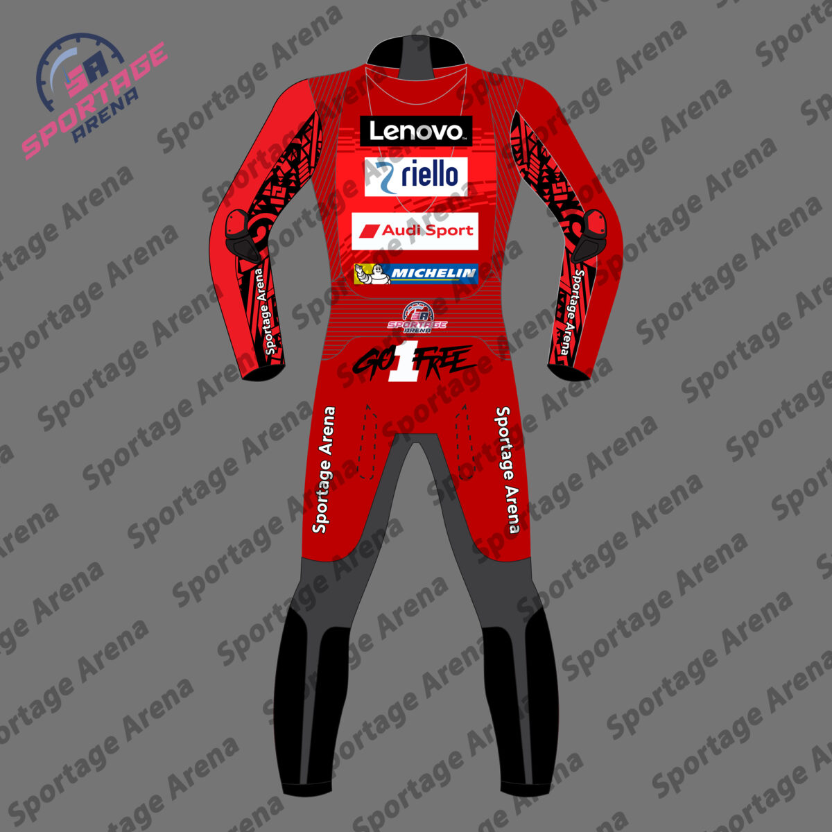 FRANCESCO LENOVO MOTORBIKE LEATHER RACING SUIT BACK
