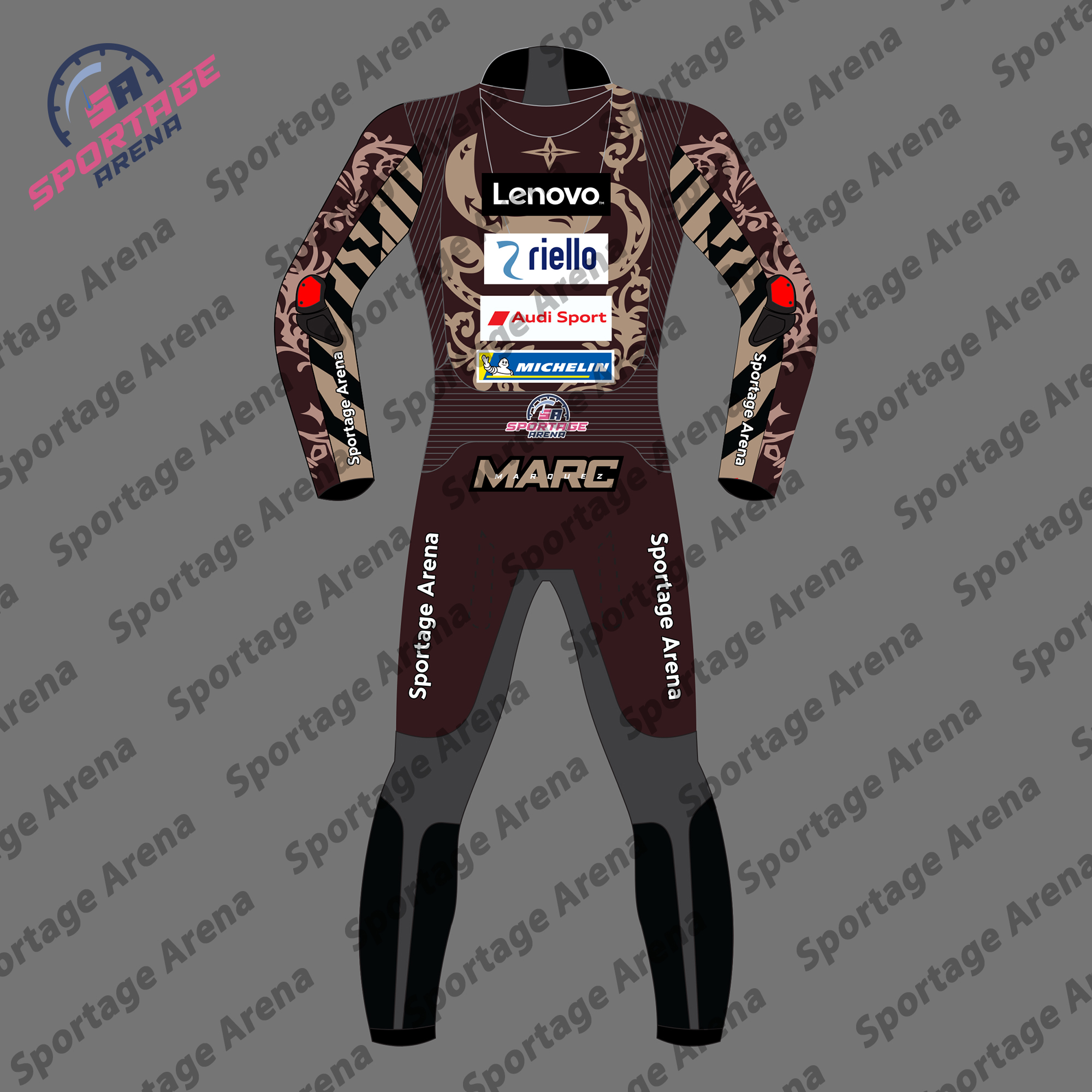 Marc Marquez MotoGP Ducati 2025 Motorbike Leather Race Suit Back Marc Marquez MotoGP Ducati 2025 Motorbike Leather Race Suit Back
