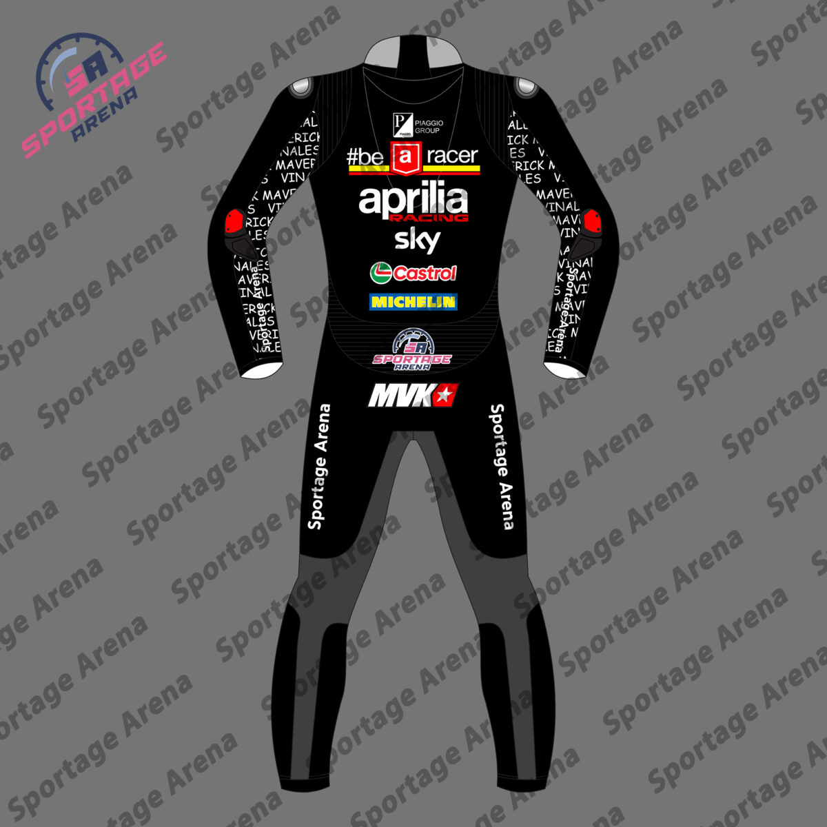 Maverick Vinales Aprilia British GP 2024 Motorcycle Racing Suit Back
