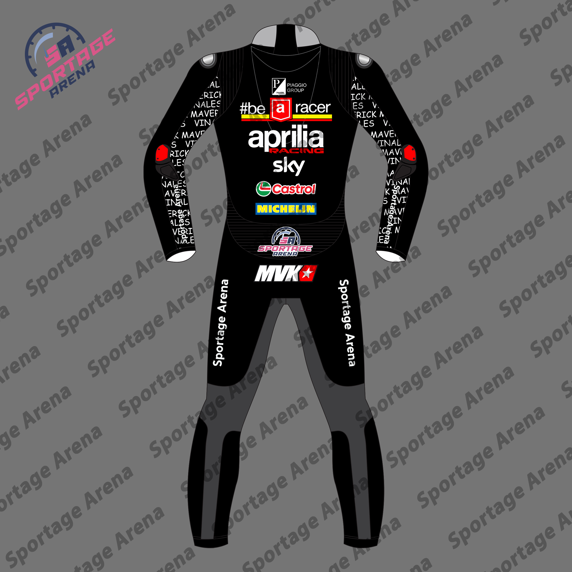 Maverick Vinales Aprilia British GP 2024 Motorcycle Racing Suit Back Maverick Vinales Aprilia British GP 2024 Motorcycle Racing Suit Back