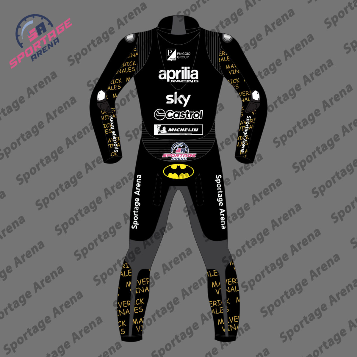 Maverick Vinales Winter Test Aprilia MotoGP 2024 Motorbike Leather Suit Back