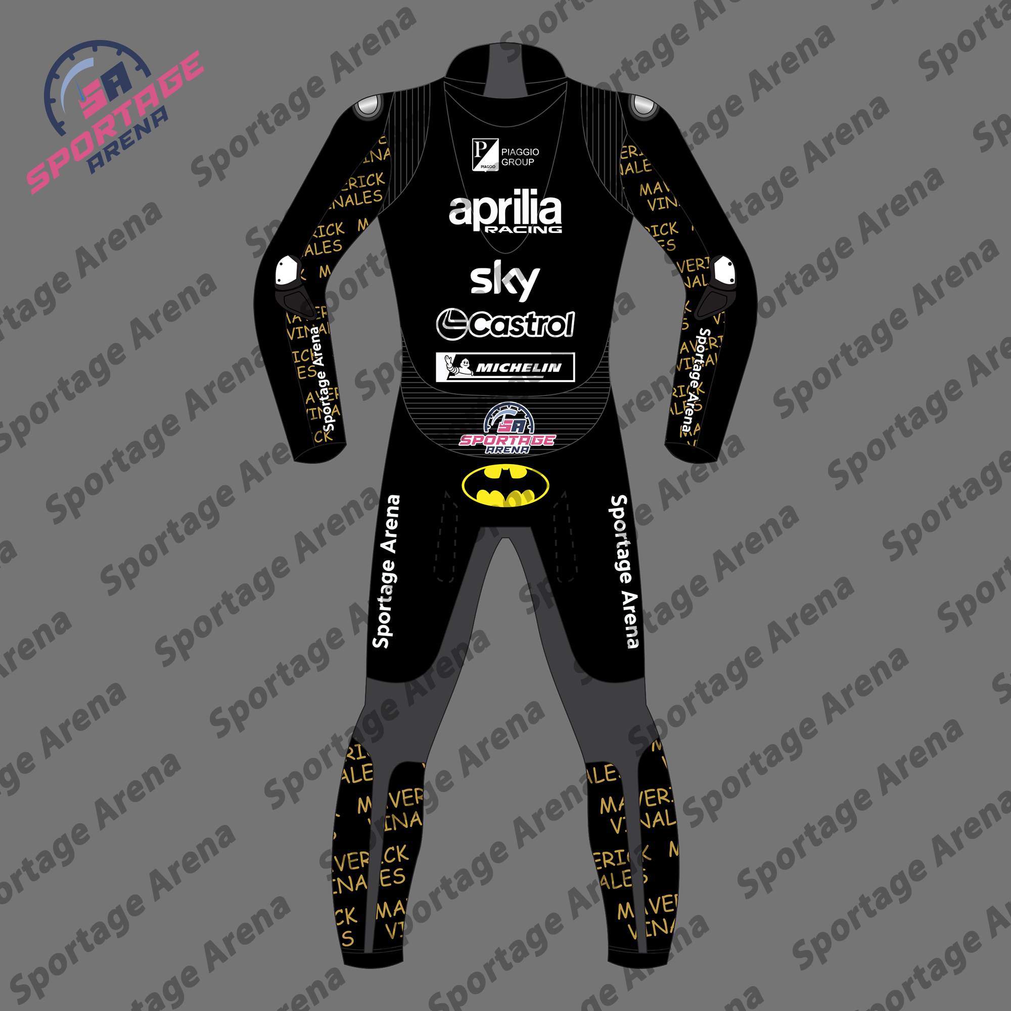 Maverick Vinales Winter Test Aprilia MotoGP 2024 Motorbike Leather Suit Back Maverick Vinales Winter Test Aprilia MotoGP 2024 Motorbike Leather Suit Back