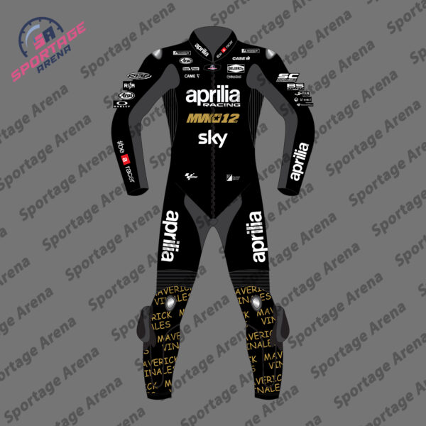 Maverick Vinales Winter Test Aprilia MotoGP 2024 Motorbike Leather Suit Front