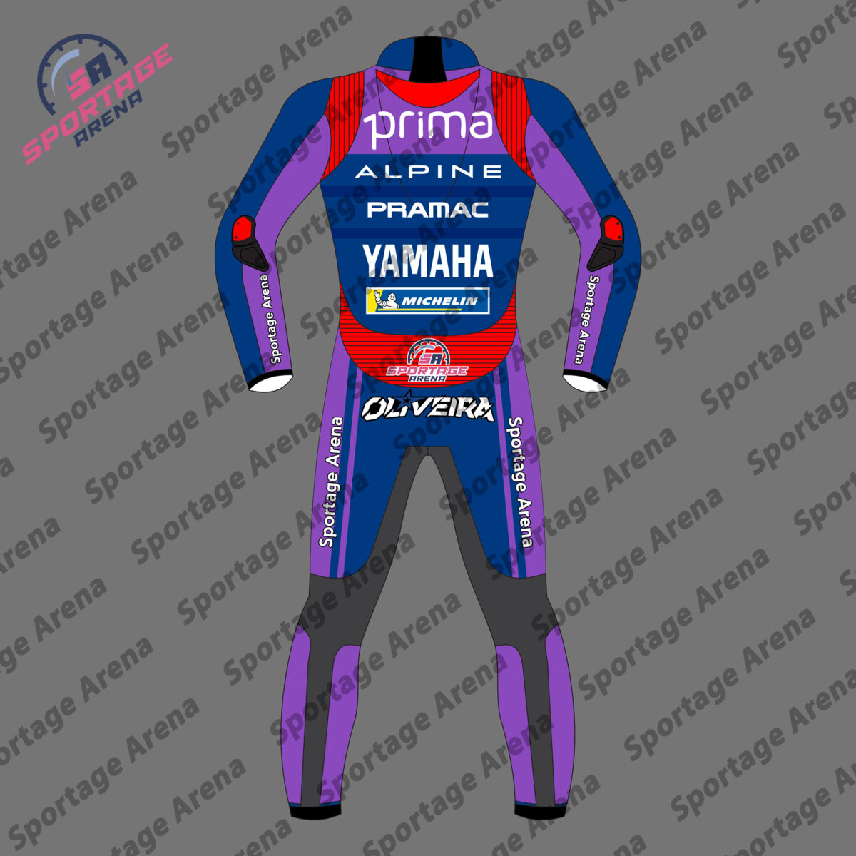 Miguel Oliveira Pramac MotoGP Motorbike Leather Suit 2025 Back
