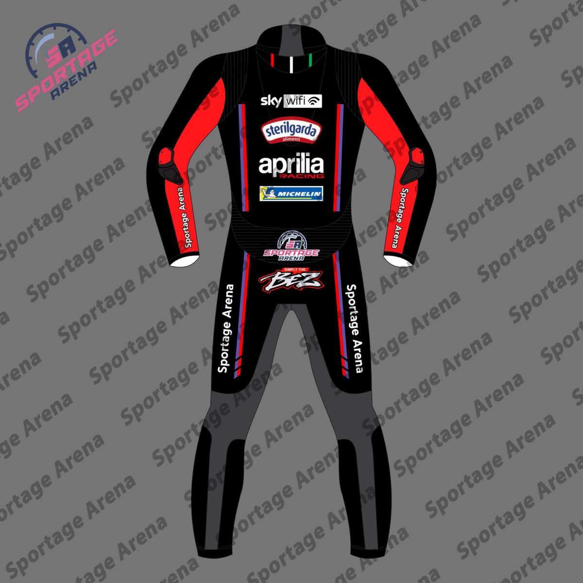 Marco Bezzecchi 72 Aprilia MotoGP 2025 Motorcycle Race Suit Back