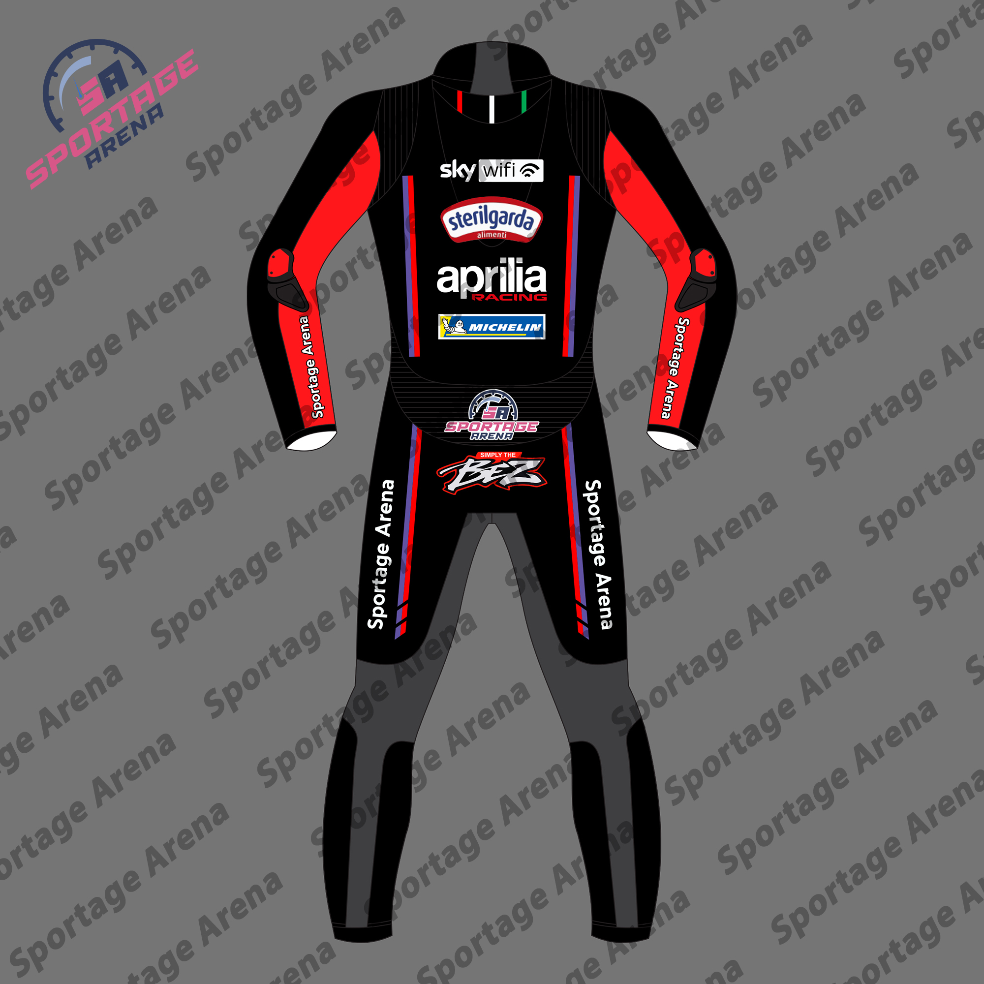 Marco Bezzecchi 72 Aprilia MotoGP 2025 Motorcycle Race Suit Back Marco Bezzecchi 72 Aprilia MotoGP 2025 Motorcycle Race Suit Back