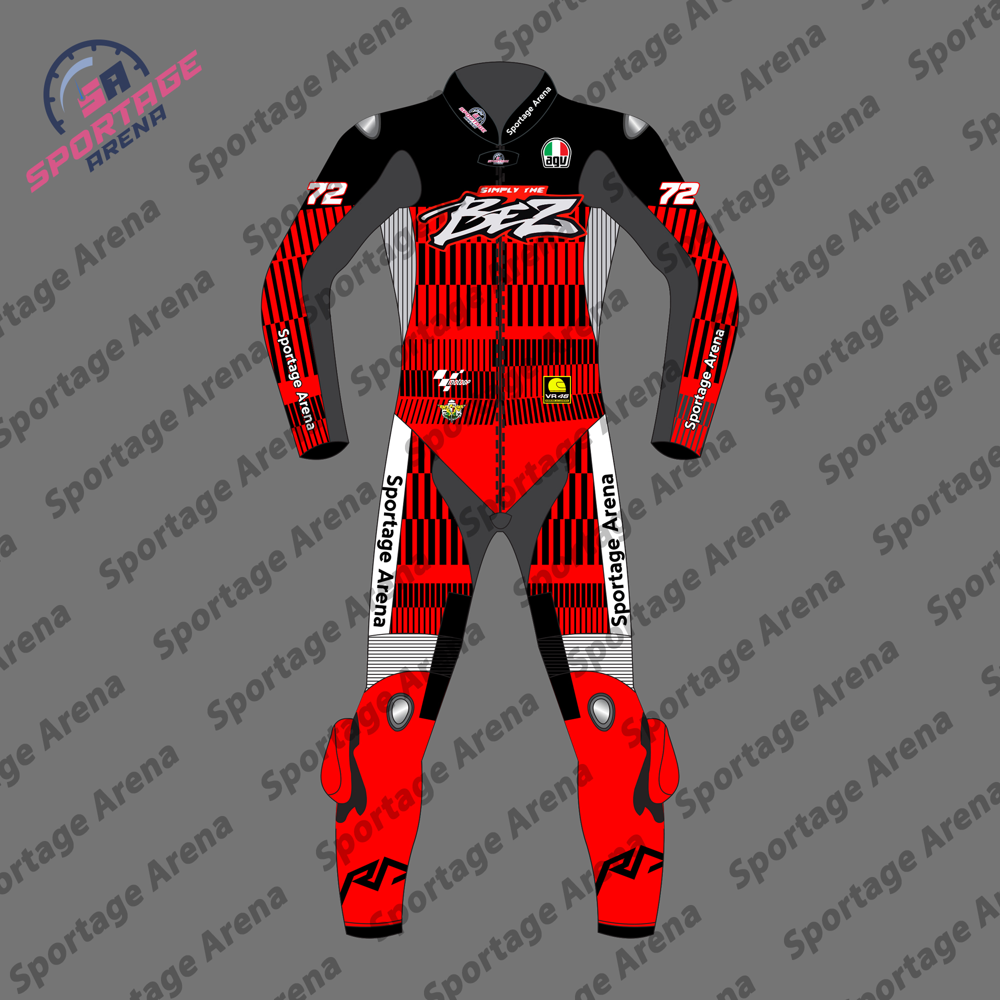 Marco Bezzecchi 72 MotoGP winter test 2025 Racing Suit Front Marco Bezzecchi 72 MotoGP winter test 2025 Racing Suit Front