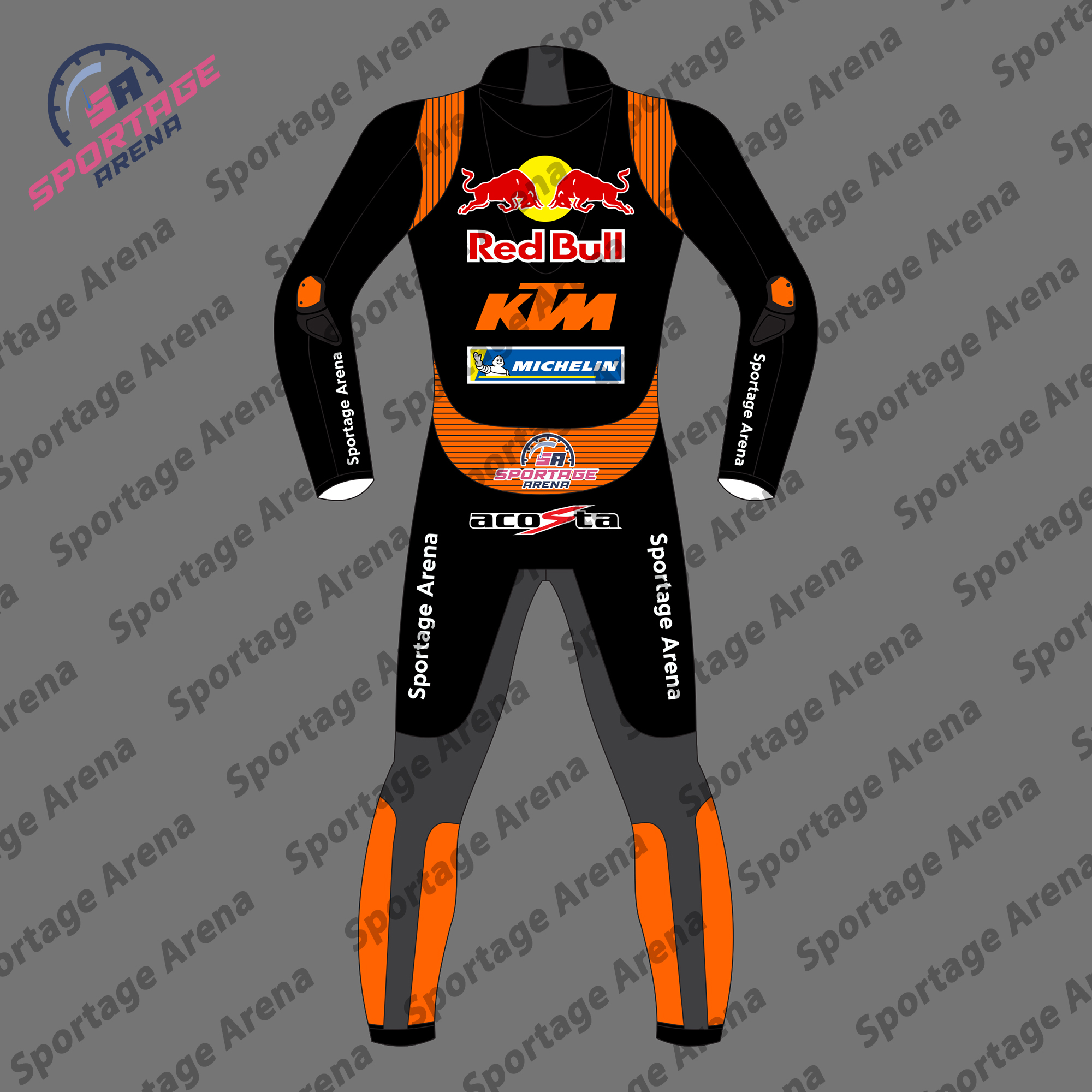 Pedro Acosta KTM Winter Test 2025 Motorcycle Leather Suit Back Pedro Acosta KTM Winter Test 2025 Motorcycle Leather Suit Back