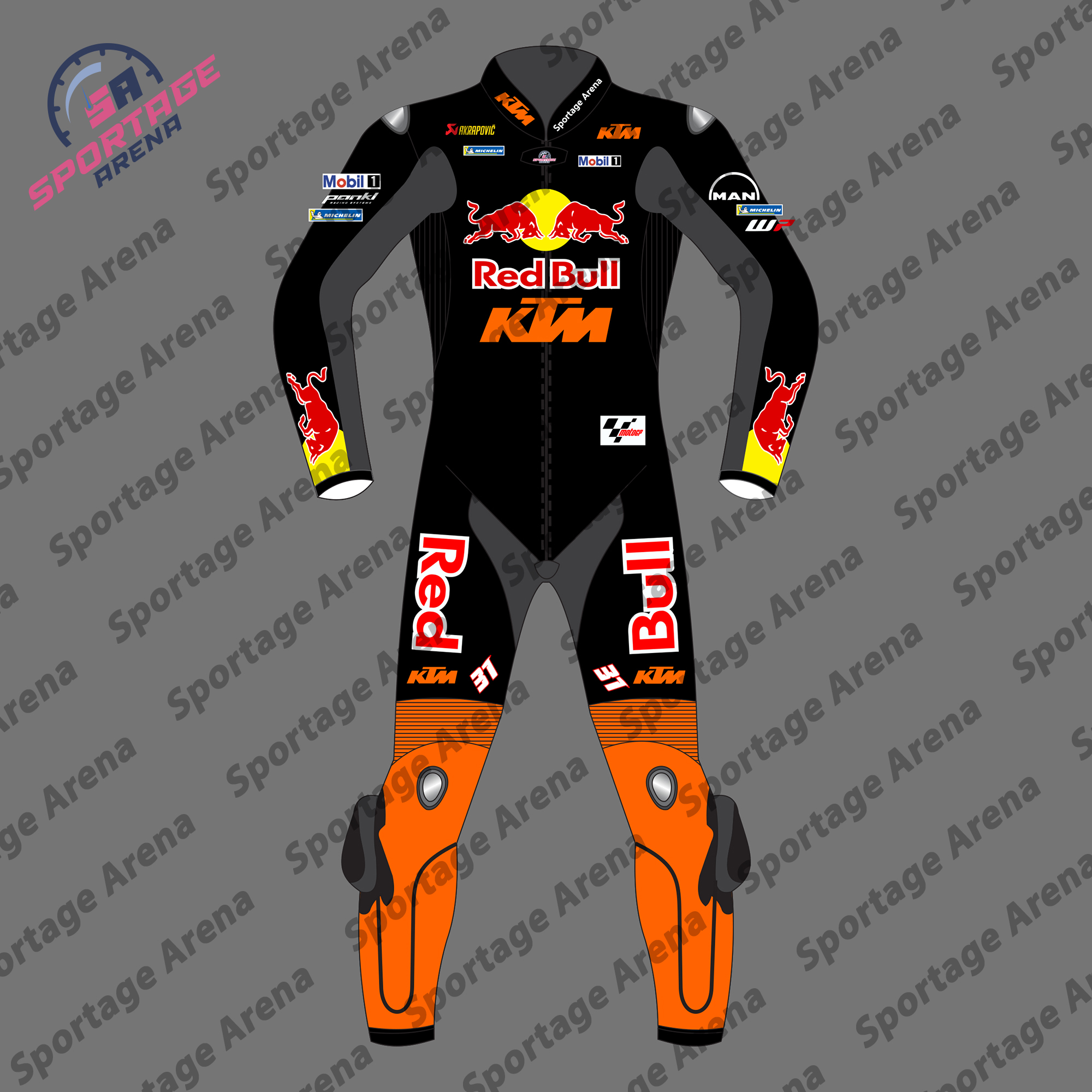 Pedro Acosta KTM Winter Test 2025 Motorcycle Leather Suit Front Pedro Acosta KTM Winter Test 2025 Motorcycle Leather Suit Front