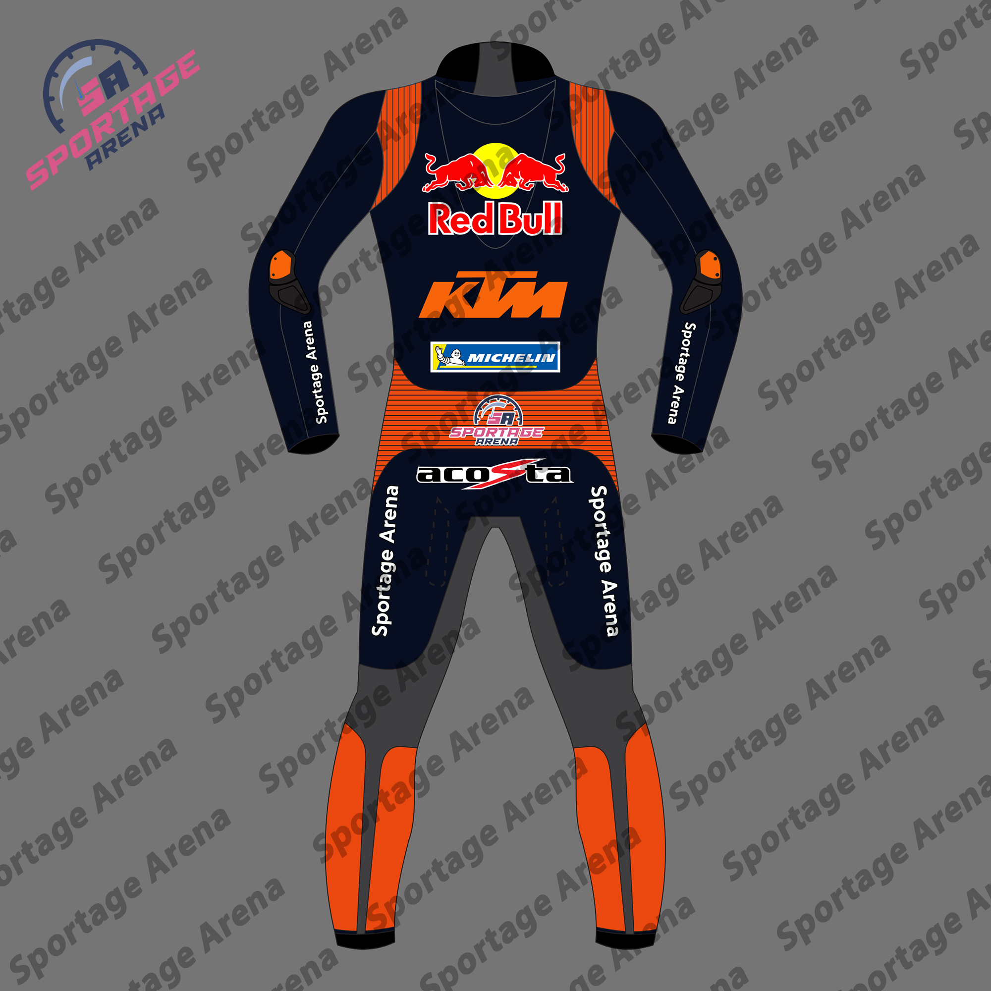 Pedro Acosta Redbull KTM 2025 Motorcycle Leather Race Suit Back Pedro Acosta Redbull KTM 2025 Motorcycle Leather Race Suit Back