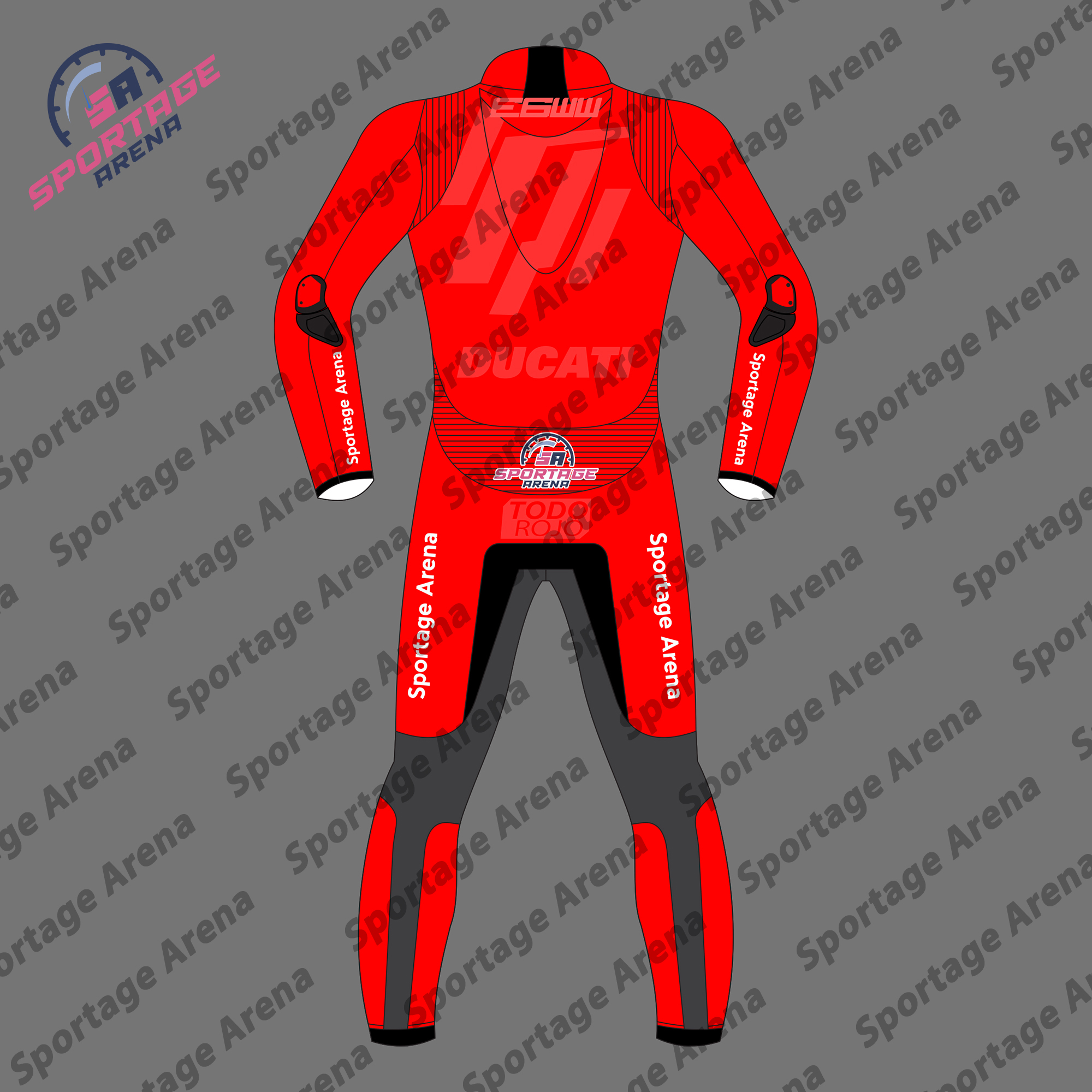 Marc Marquez Red Winter Test 2025 Motorcycle Leather Racing Suit Back Marc Marquez Red Winter Test 2025 Motorcycle Leather Racing Suit Back