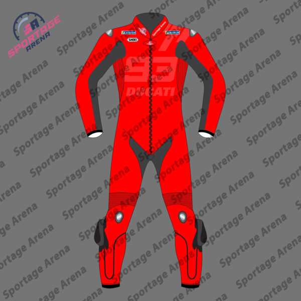 Marc Marquez Red Winter Test 2025 Motorcycle Leather Racing Suit Front