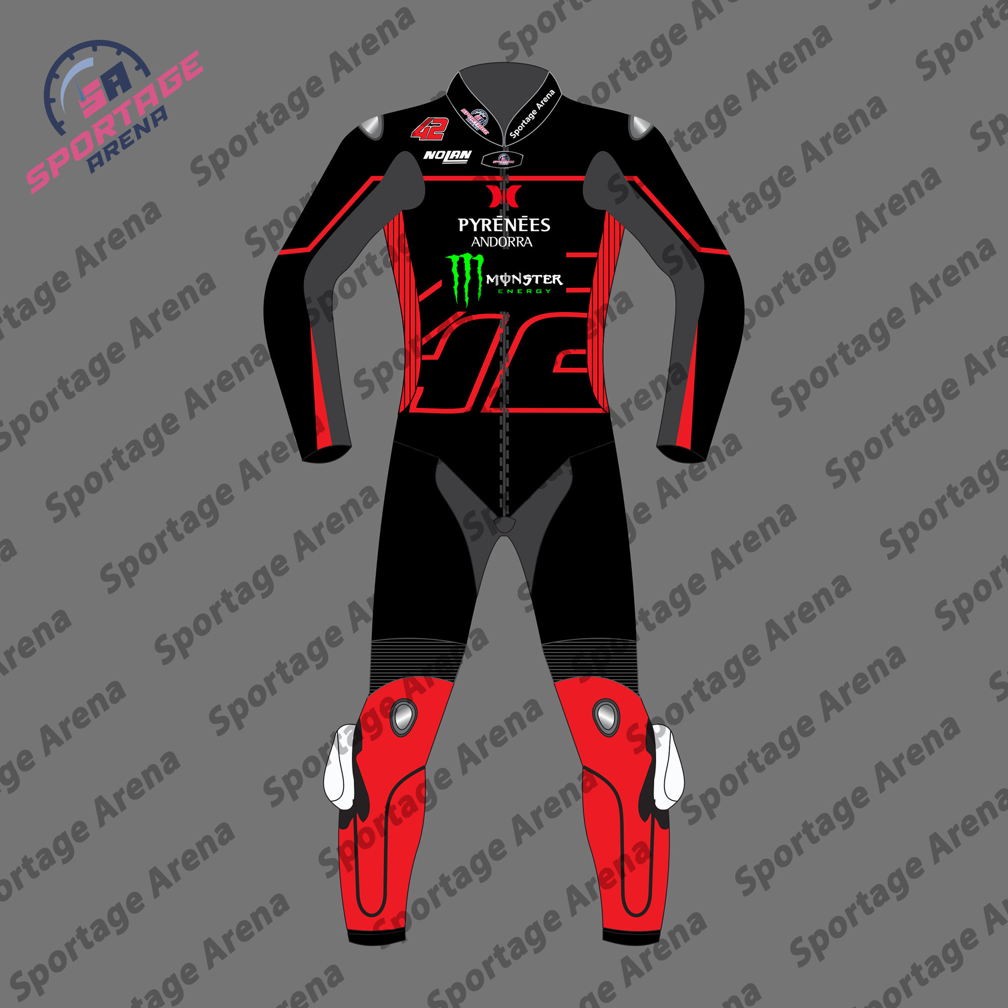 Alex Rins LCR Honda 2023 Winter Test Race Leather Suit Front Alex Rins LCR Honda 2023 Winter Test Race Leather Suit Front