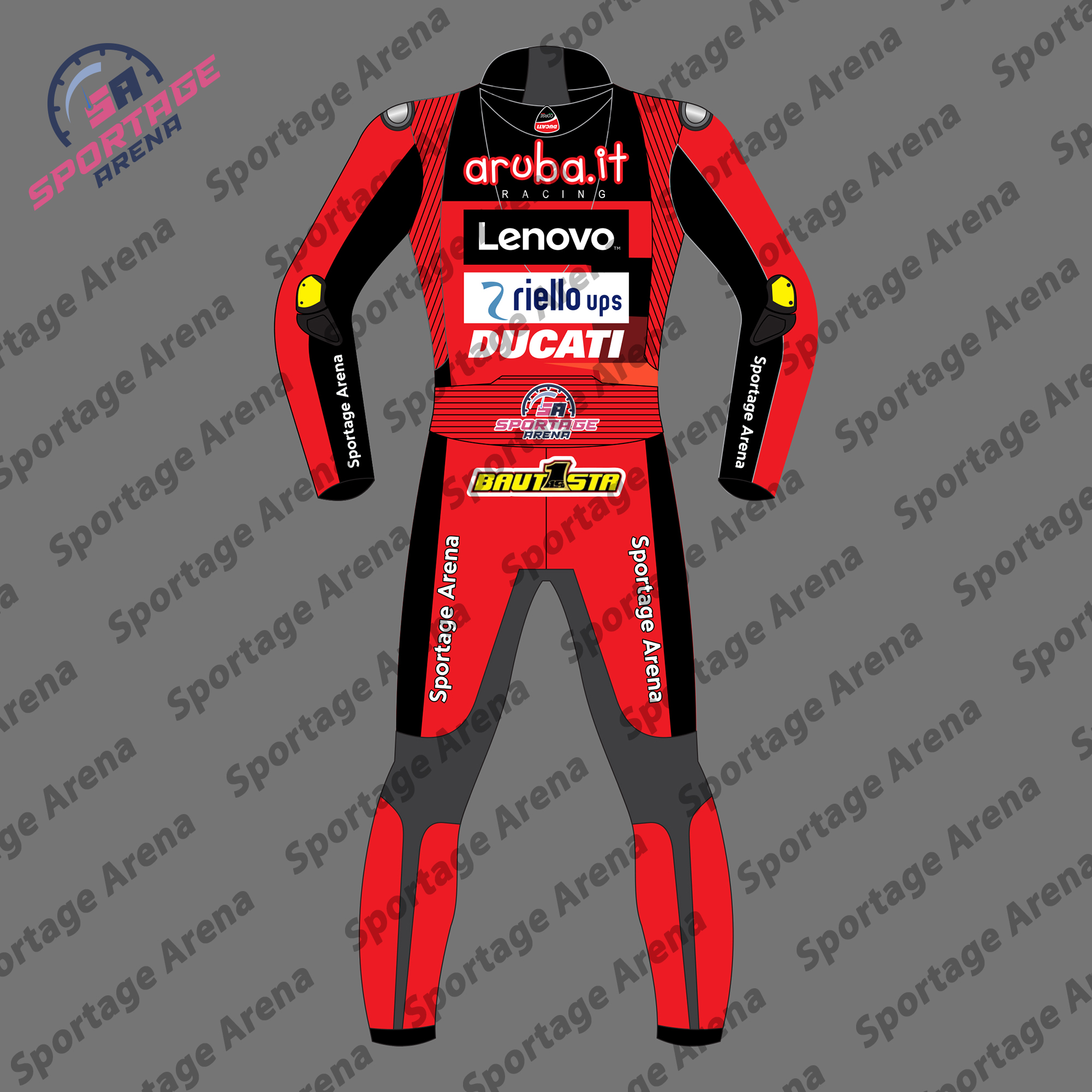 Alvaro Bautista Ducati Aruba.it SBK 2023 Motorbike Race Suit Back Alvaro Bautista Ducati Aruba.it SBK 2023 Motorbike Race Suit Back
